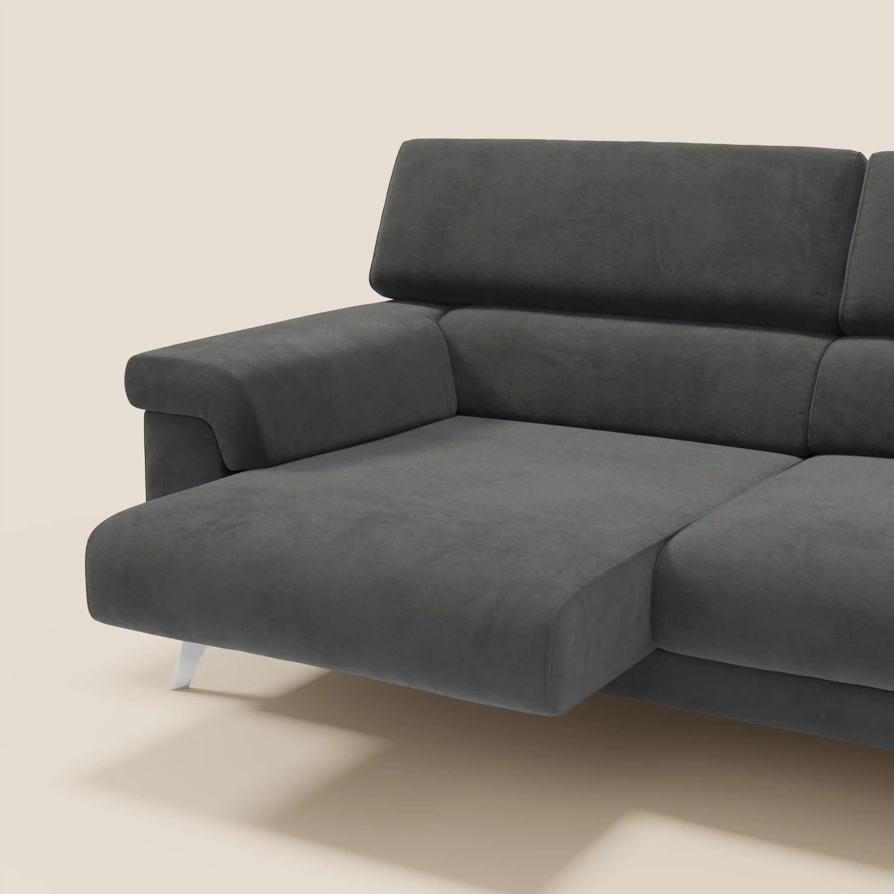 Raffaello Canapé  avec assises coulissantes et têtières inclinables en microfibre détachable T11 noir - Image 5