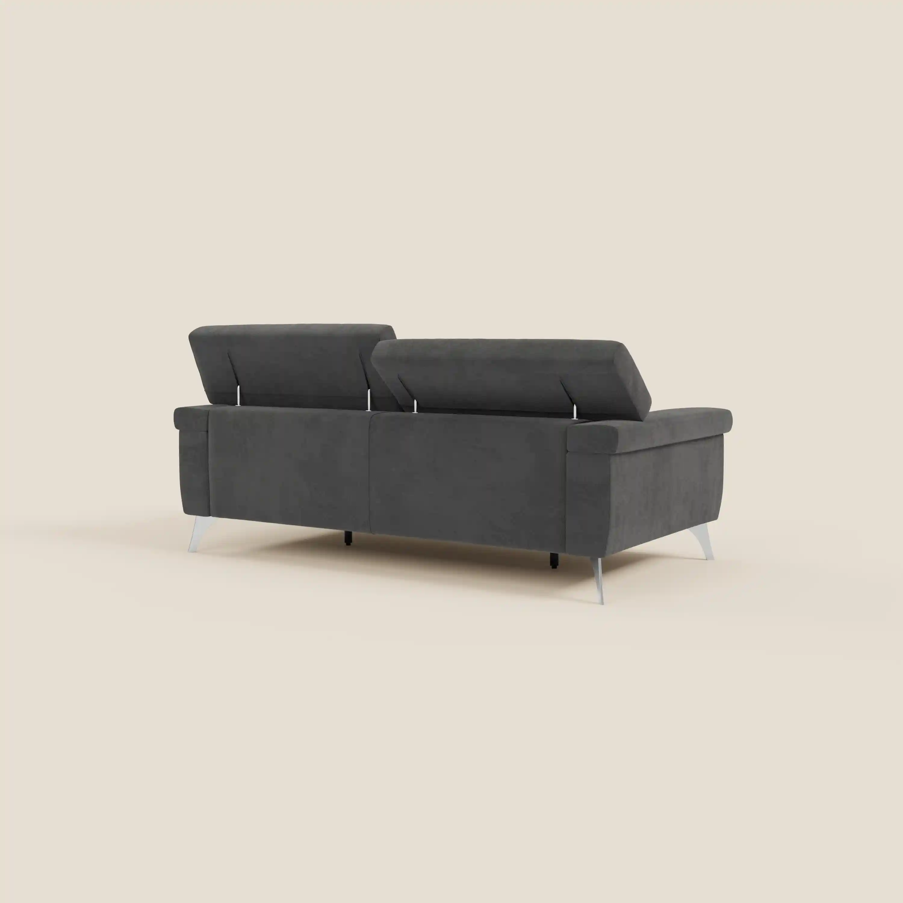 Raffaello Canapé  avec assises coulissantes et têtières inclinables en microfibre détachable T11 noir - Image 7