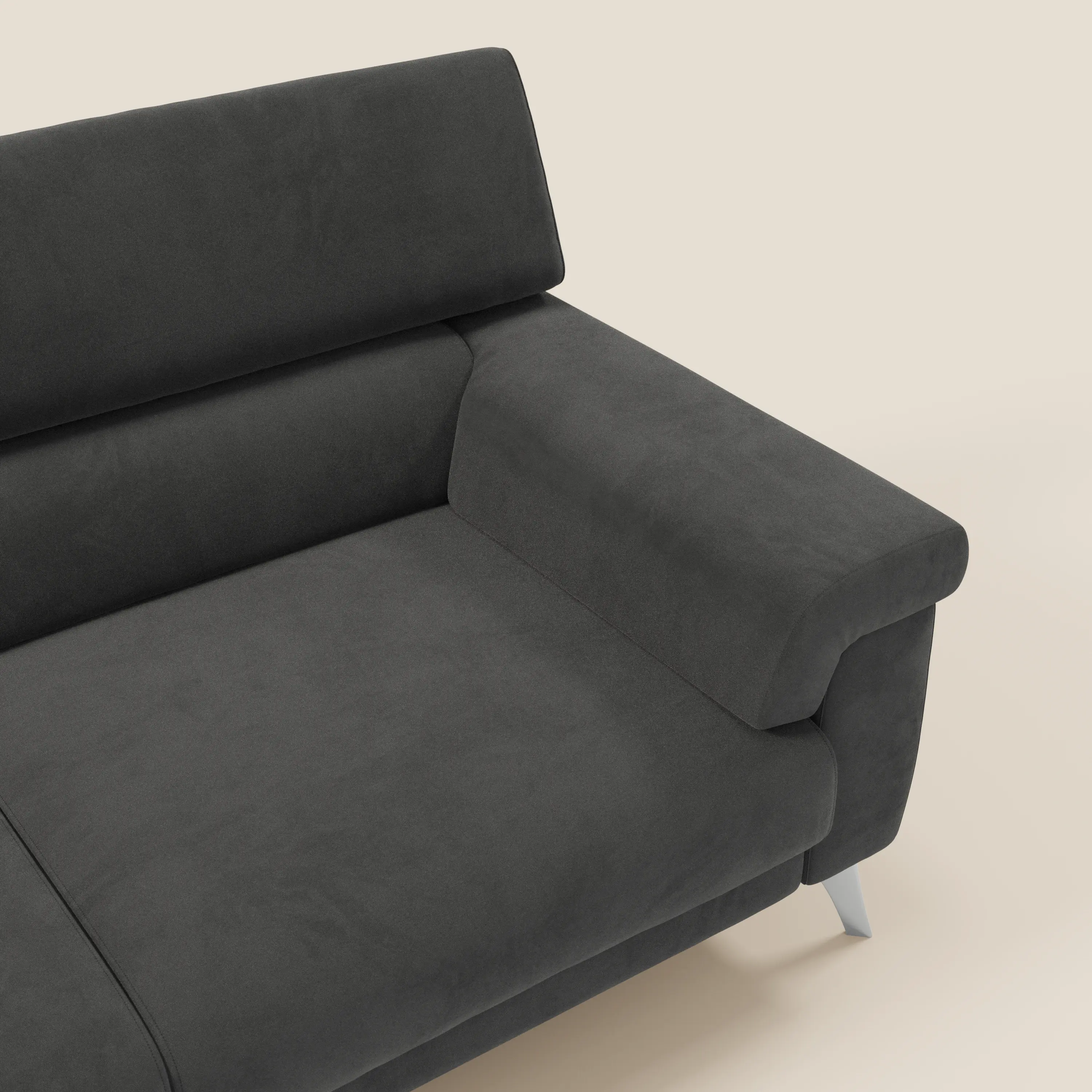 Raffaello Canapé  avec assises coulissantes et têtières inclinables en microfibre détachable T11 noir - Image 9