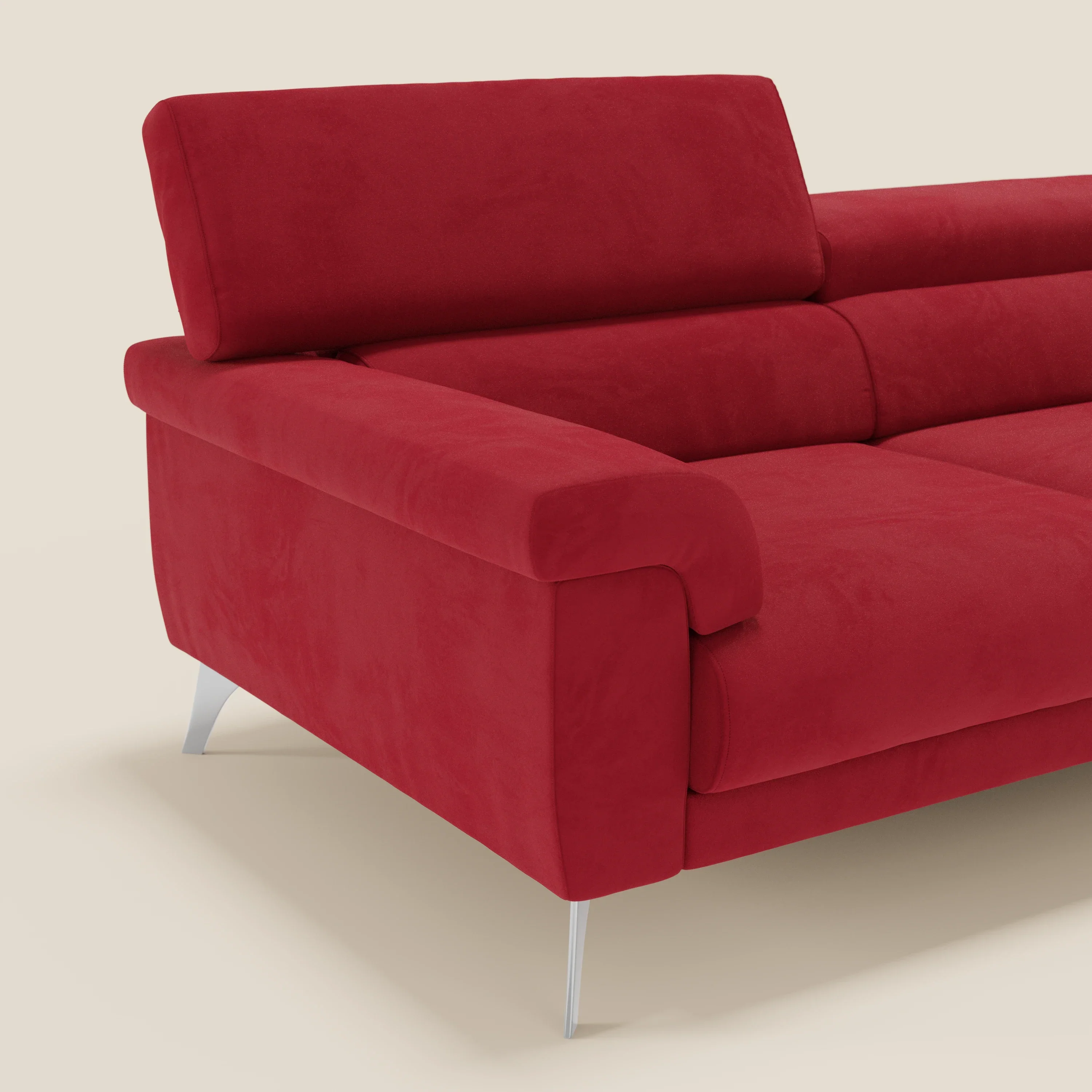 Raffaello Canapé  avec assises coulissantes et têtières inclinables en microfibre détachable T11 rouge - Image 4