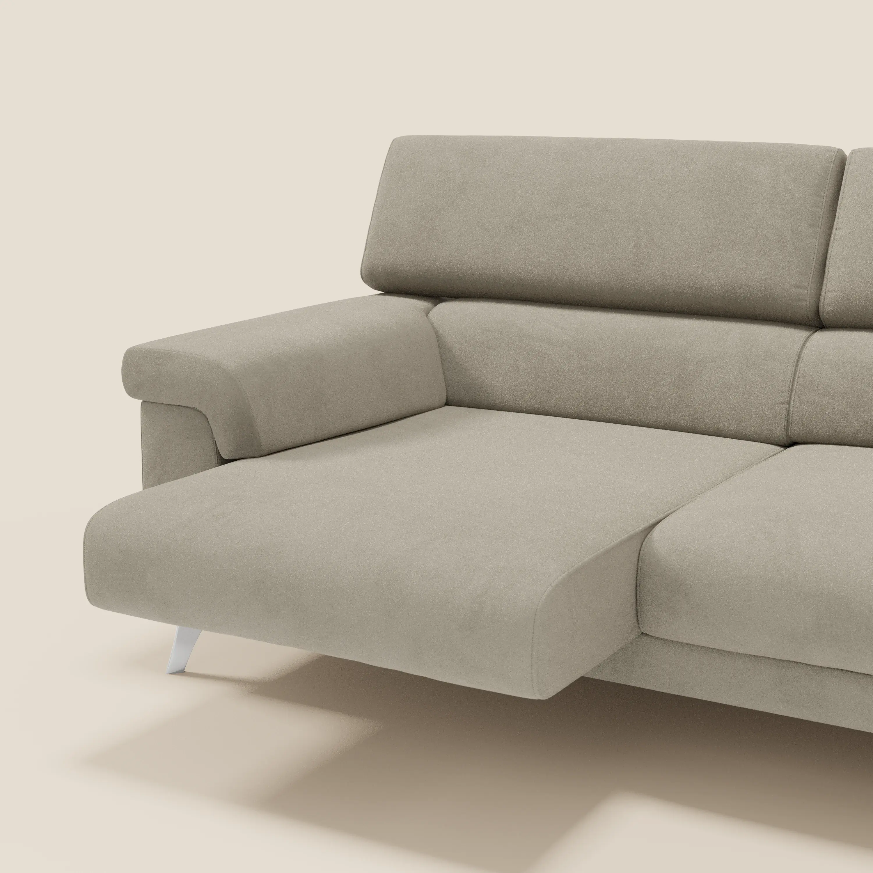 Raffaello Canapé  avec assises coulissantes et têtières inclinables en microfibre détachable T11 taupe  - Image 5