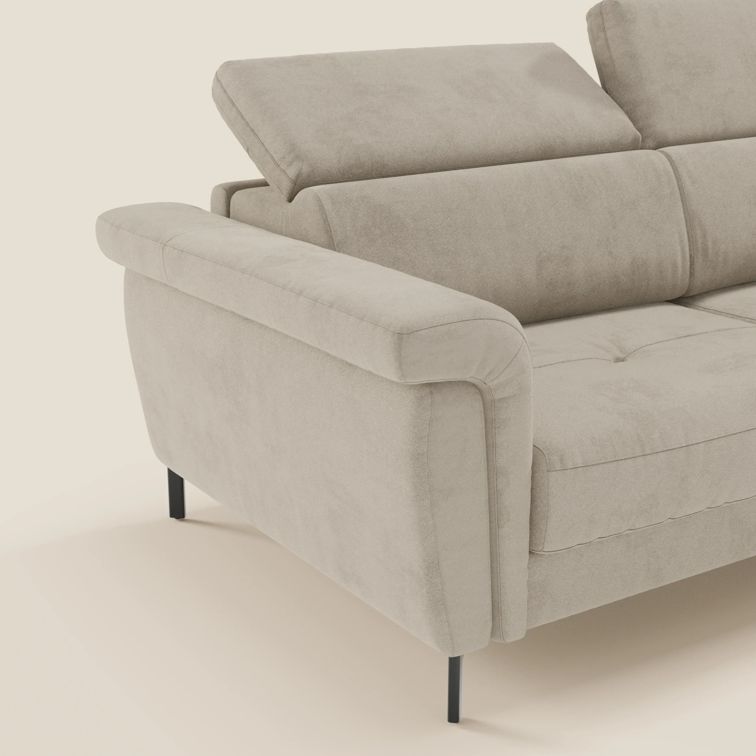 Capri canapé convertible design avec pieds hauts - têtières réglables en tissu raffiné effet velours détachable T30 - Image 105