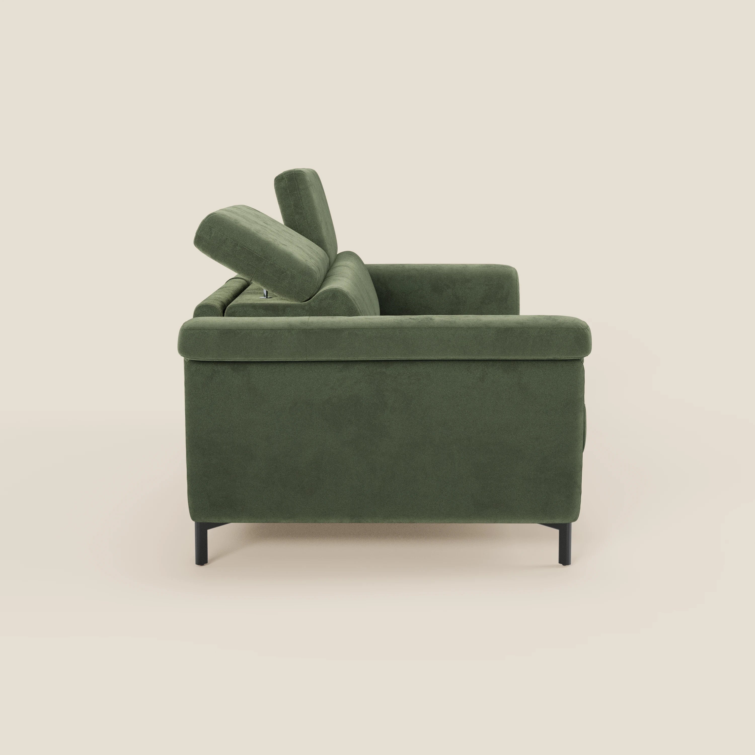 Capri canapé convertible design avec pieds hauts - têtières réglables en tissu raffiné effet velours détachable T30 - Image 11