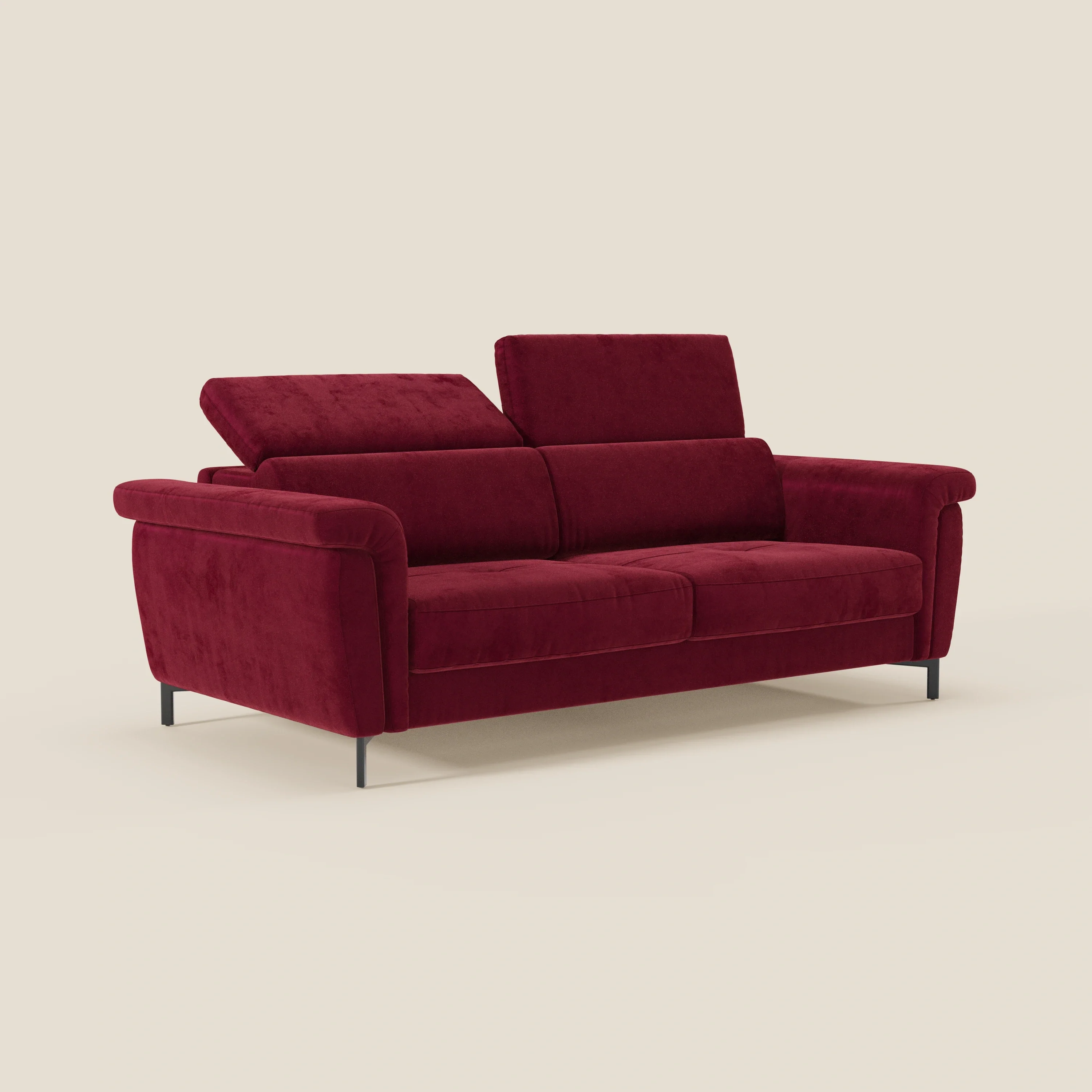 Capri canapé convertible design avec pieds hauts - têtières réglables en tissu raffiné effet velours détachable T30 - Image 114
