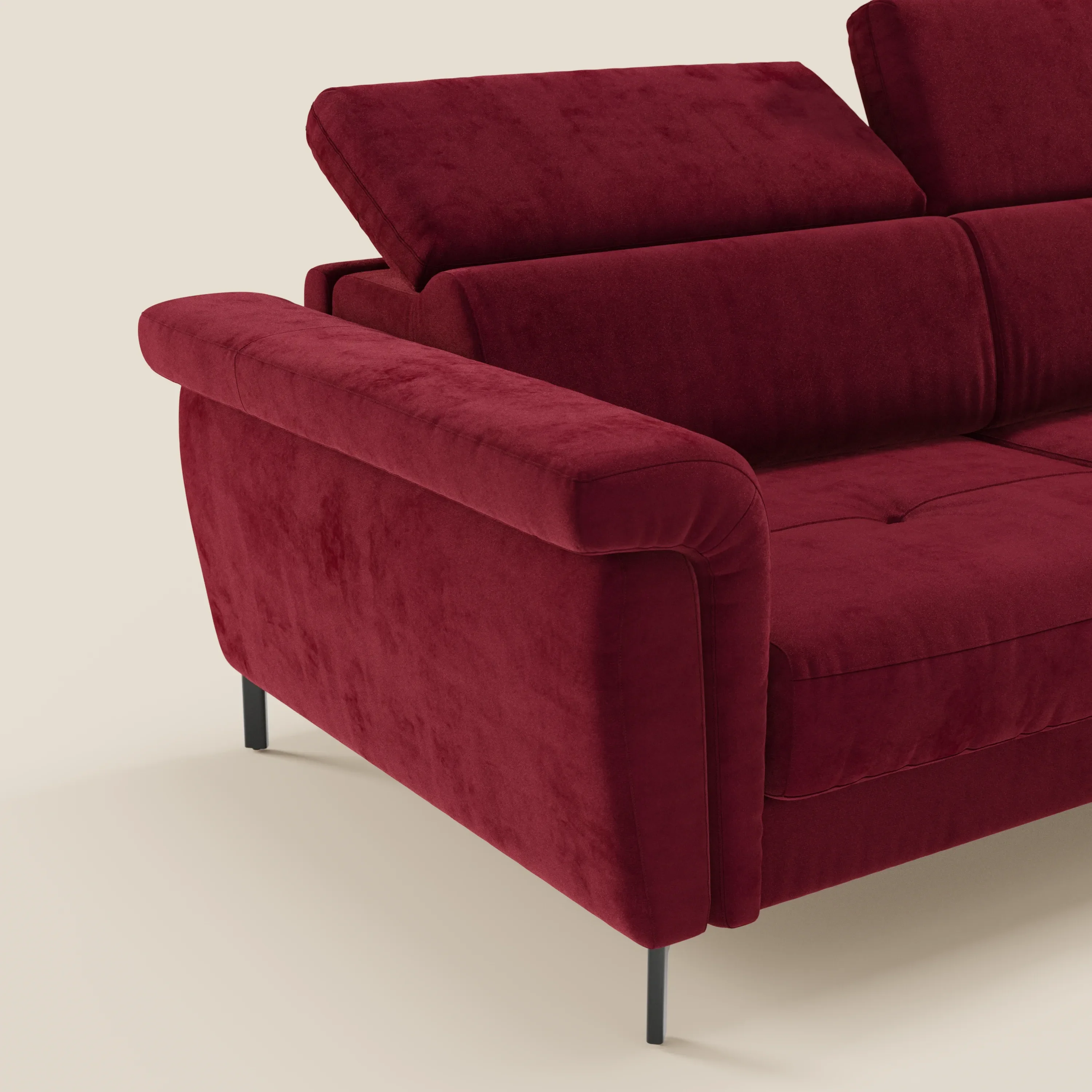 Capri canapé convertible design avec pieds hauts - têtières réglables en tissu raffiné effet velours détachable T30 - Image 117