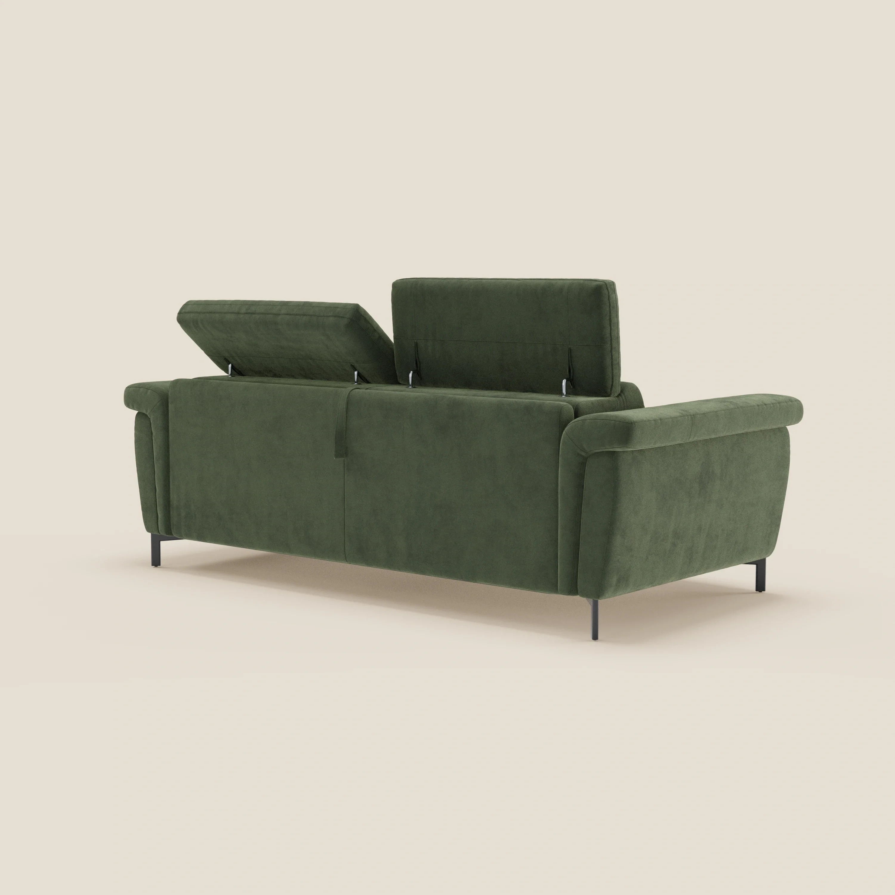 Capri canapé convertible design avec pieds hauts - têtières réglables en tissu raffiné effet velours détachable T30 - Image 12