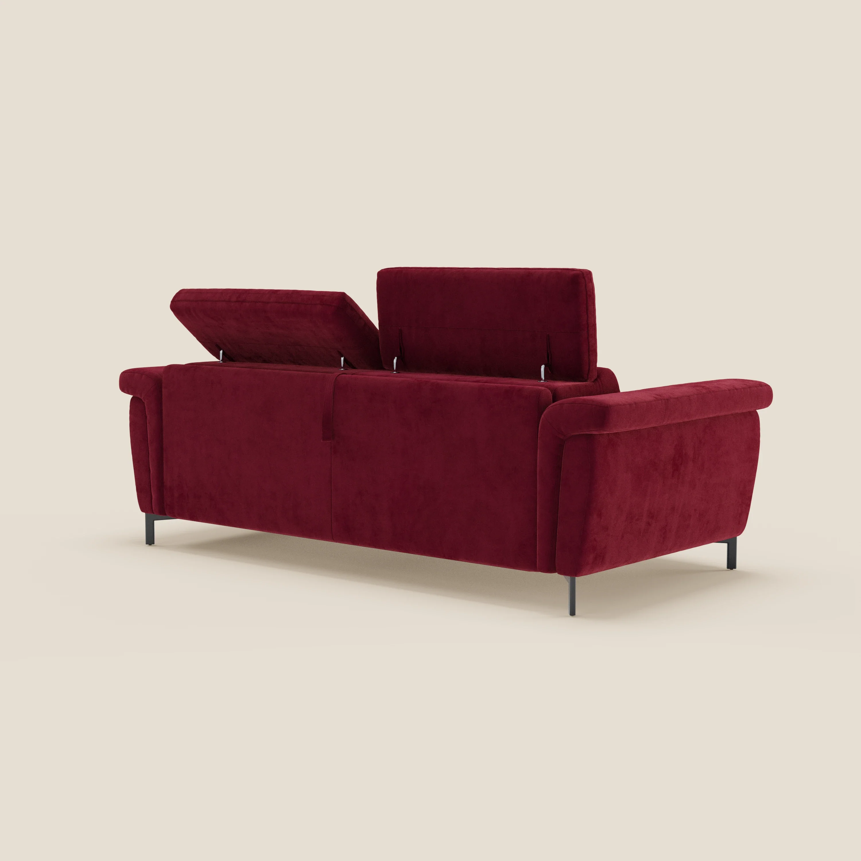 Capri canapé convertible design avec pieds hauts - têtières réglables en tissu raffiné effet velours détachable T30 - Image 123