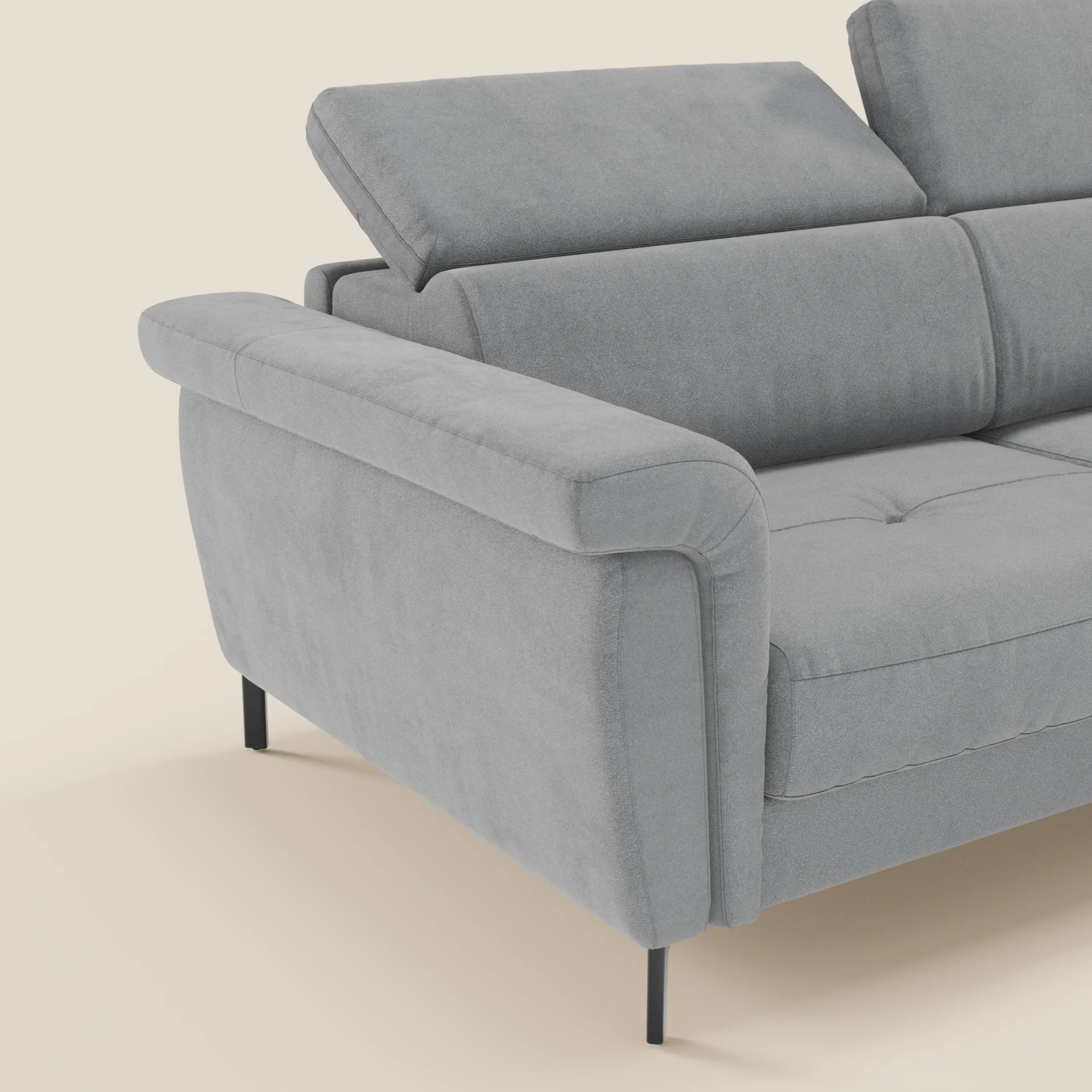 Capri canapé convertible design avec pieds hauts - têtières réglables en tissu raffiné effet velours détachable T30 - Image 129