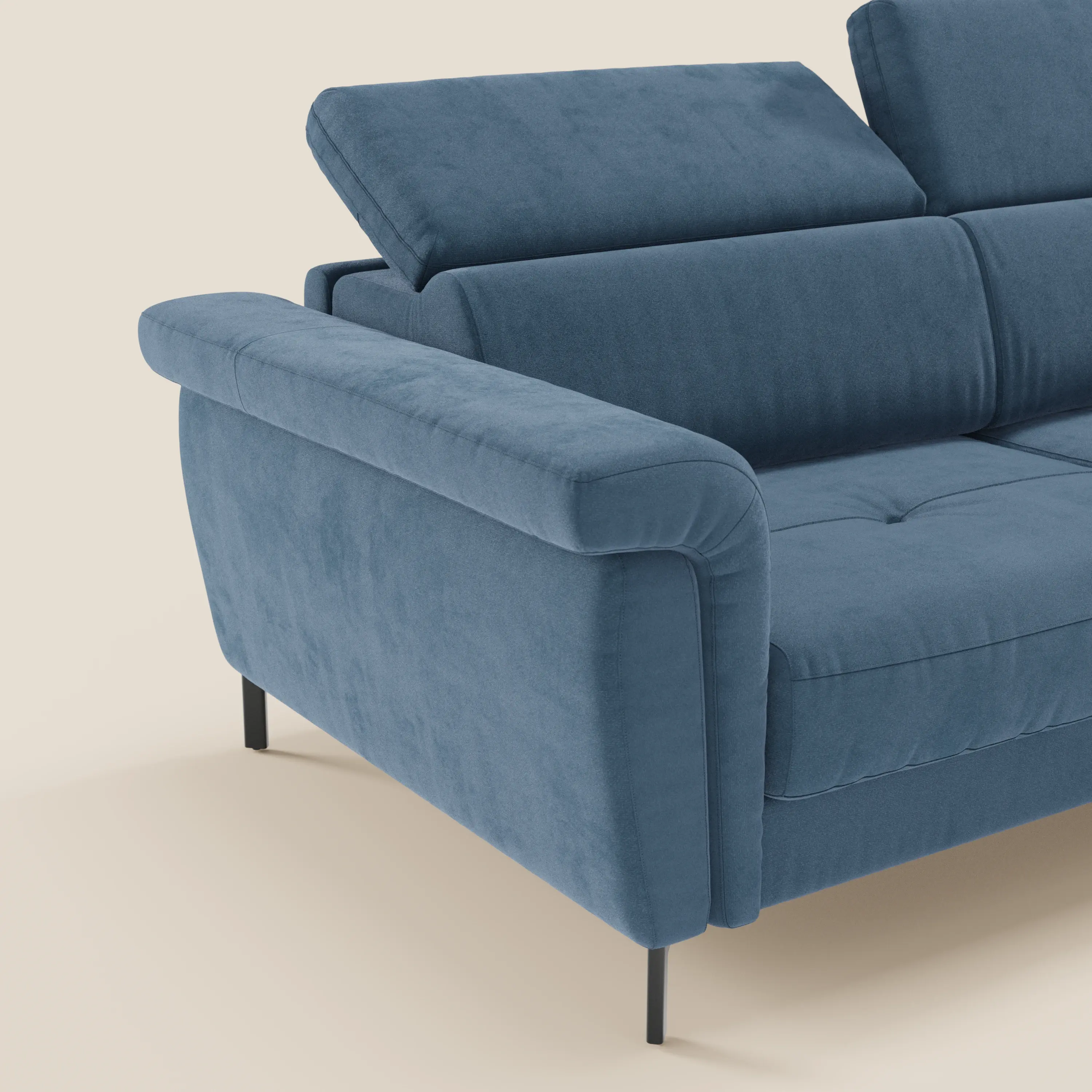 Capri canapé convertible design avec pieds hauts - têtières réglables en tissu raffiné effet velours détachable T30 - Image 141