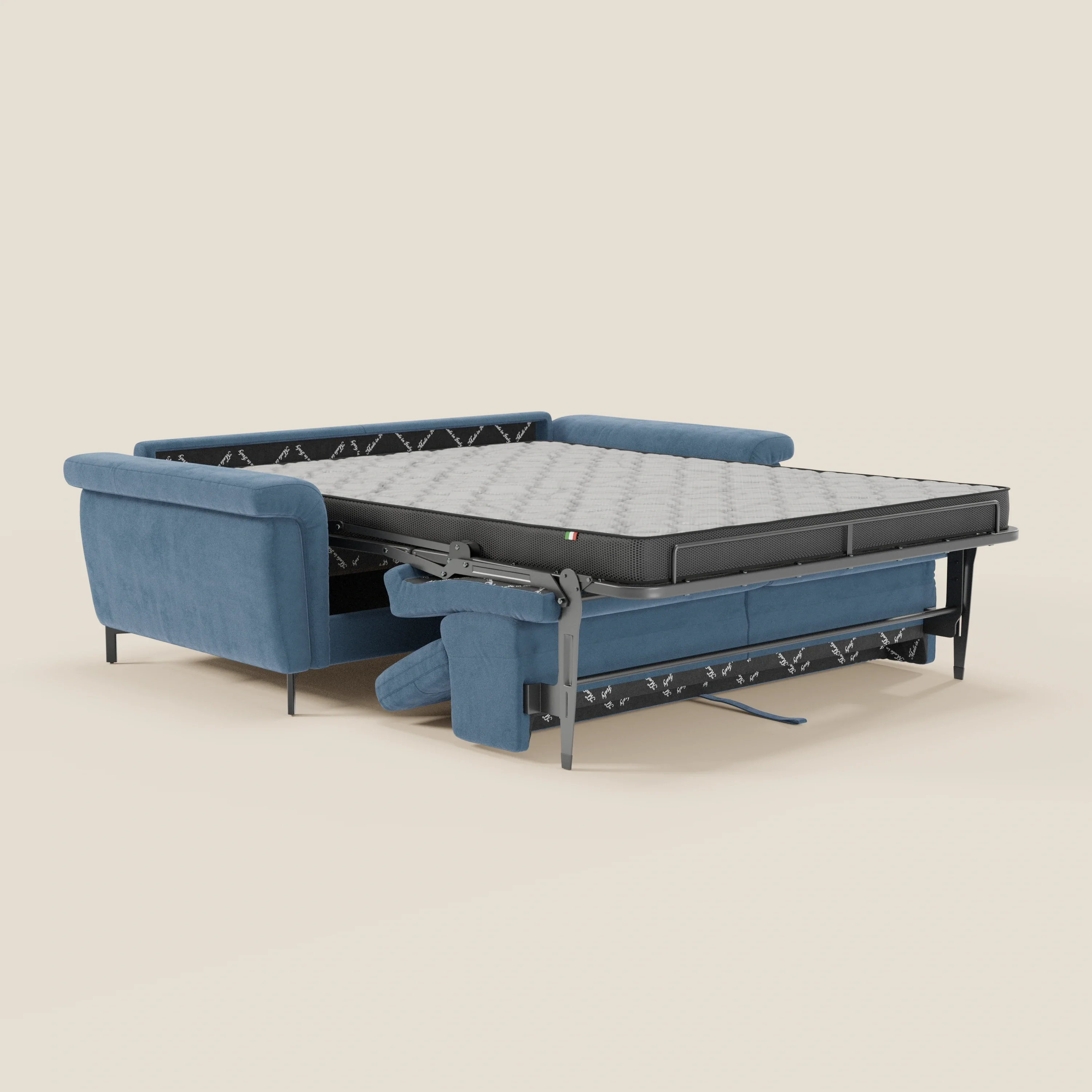Capri canapé convertible design avec pieds hauts - têtières réglables en tissu raffiné effet velours détachable T30 - Image 143