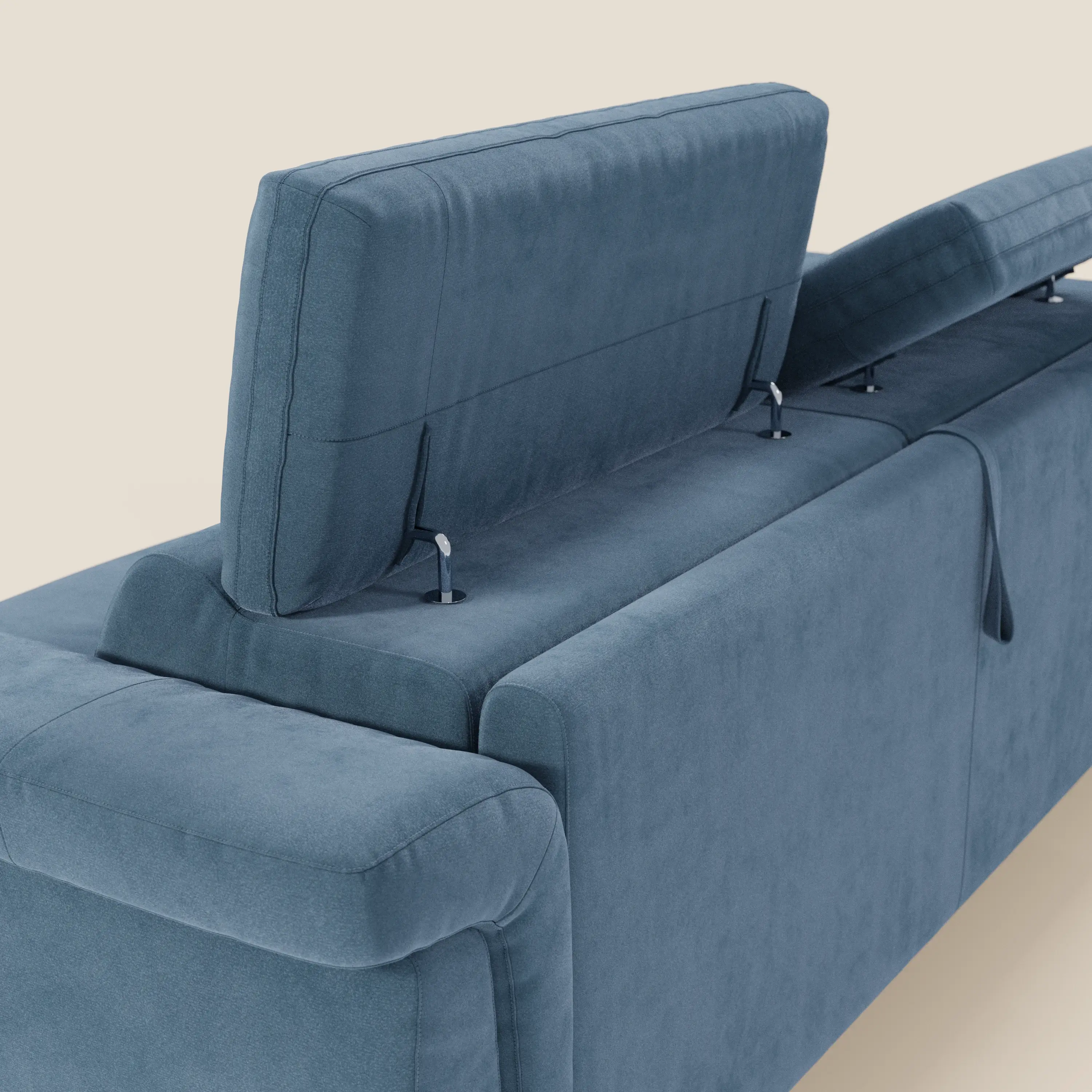 Capri canapé convertible design avec pieds hauts - têtières réglables en tissu raffiné effet velours détachable T30 - Image 145