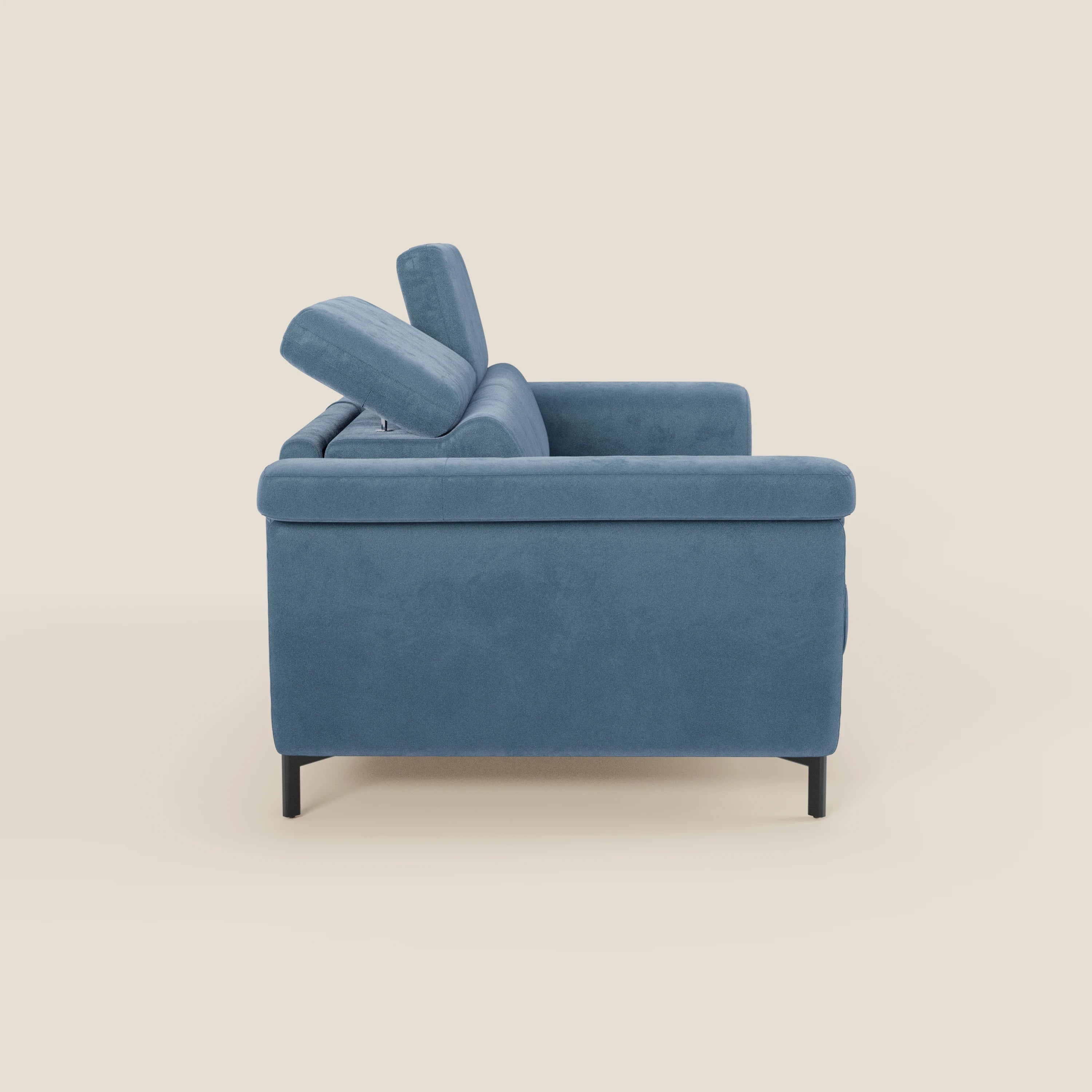 Capri canapé convertible design avec pieds hauts - têtières réglables en tissu raffiné effet velours détachable T30 - Image 146