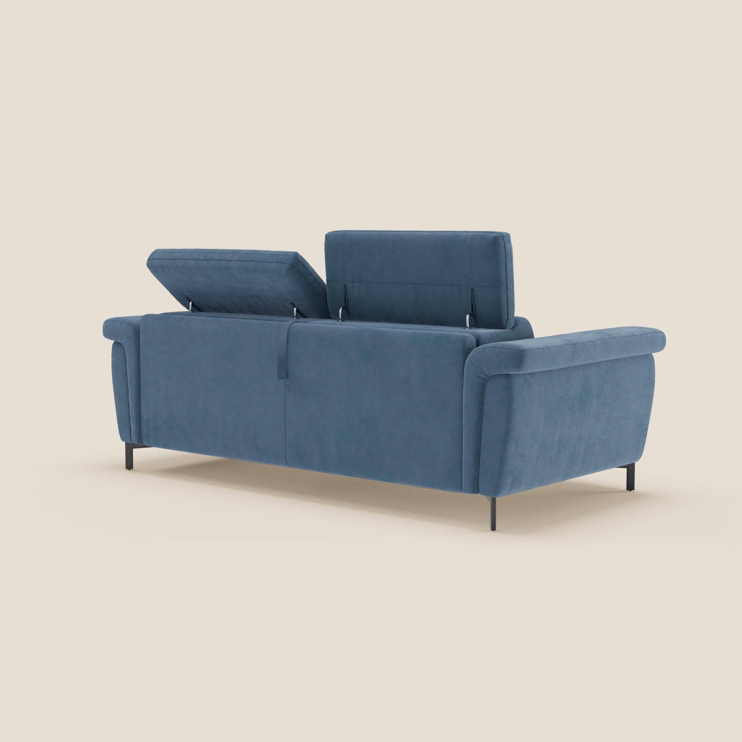 Capri canapé convertible design avec pieds hauts - têtières réglables en tissu raffiné effet velours détachable T30 - Image 147