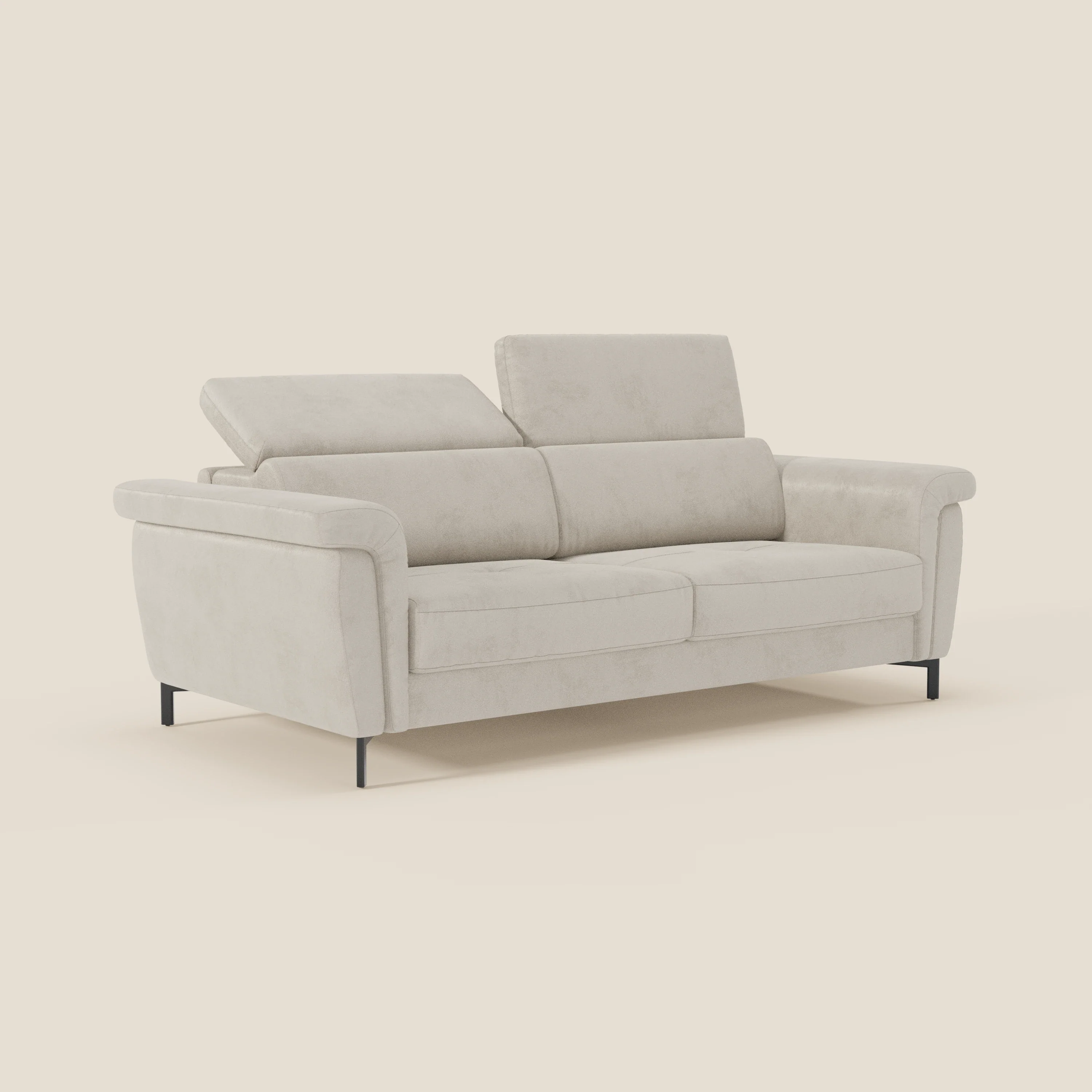 Capri canapé convertible design avec pieds hauts - têtières réglables en tissu raffiné effet velours détachable T30 - Image 15