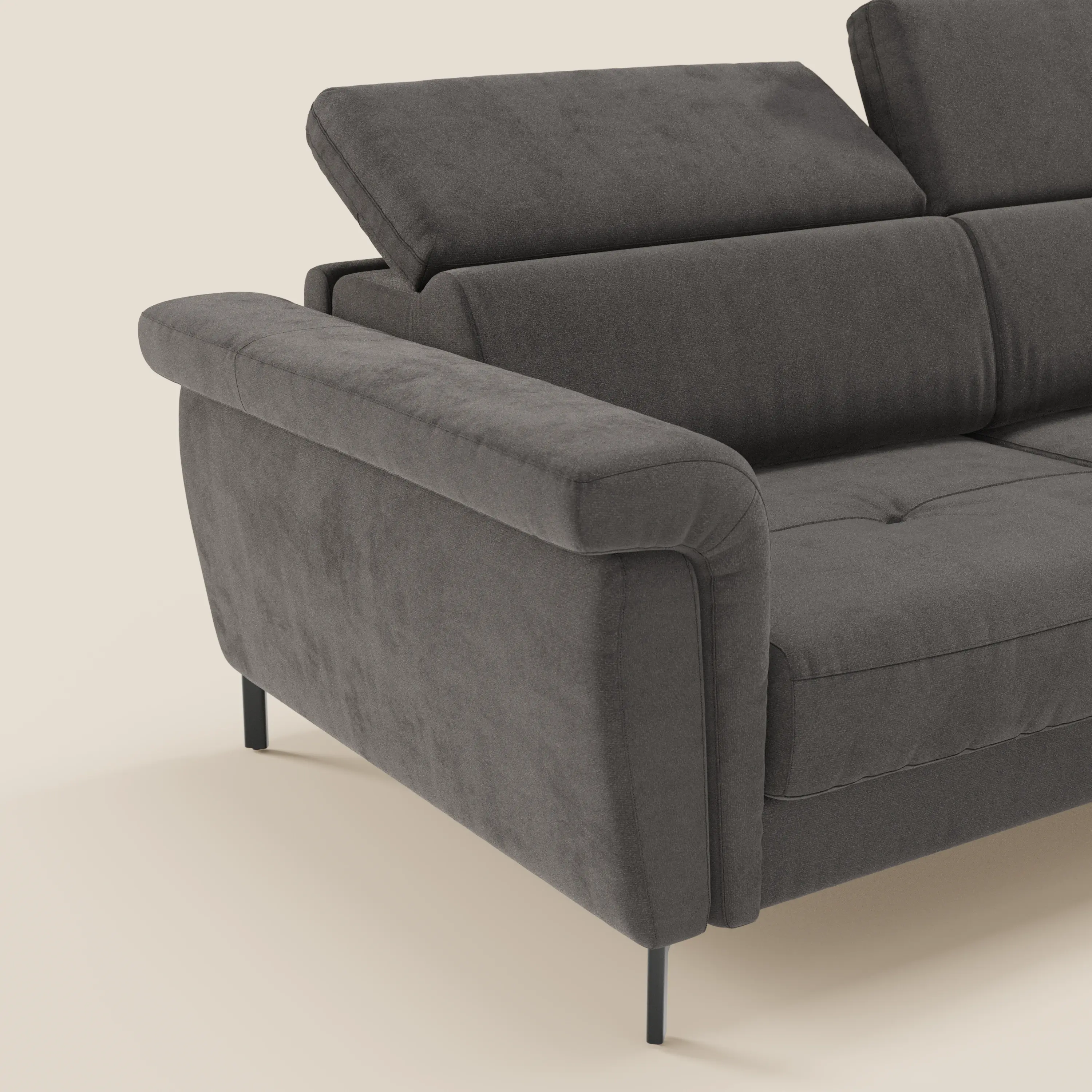 Capri canapé convertible design avec pieds hauts - têtières réglables en tissu raffiné effet velours détachable T30 - Image 153