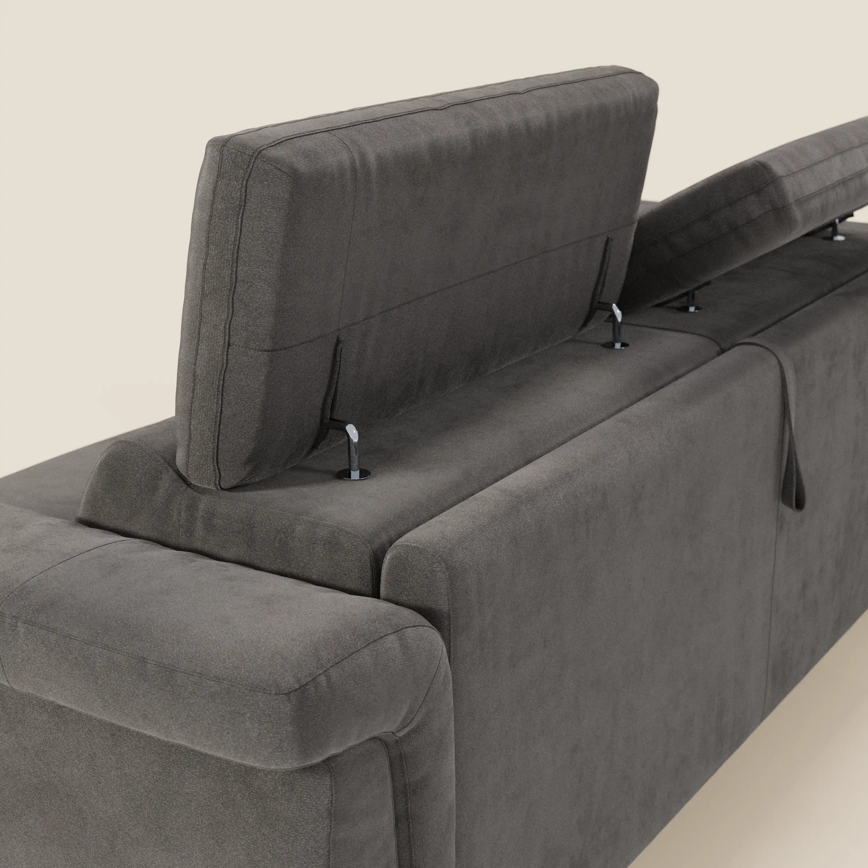 Capri canapé convertible design avec pieds hauts - têtières réglables en tissu raffiné effet velours détachable T30 - Image 157