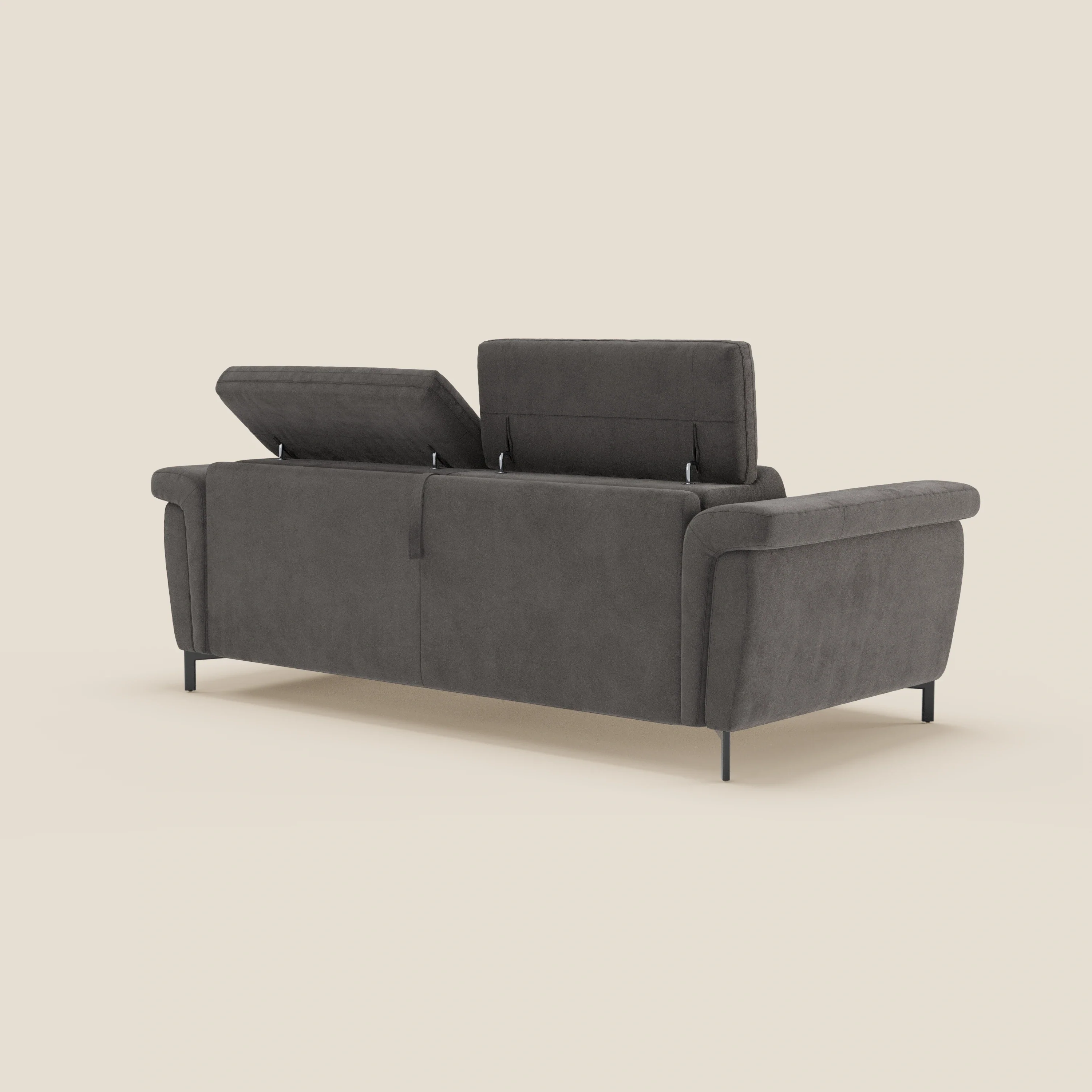 Capri canapé convertible design avec pieds hauts - têtières réglables en tissu raffiné effet velours détachable T30 - Image 159