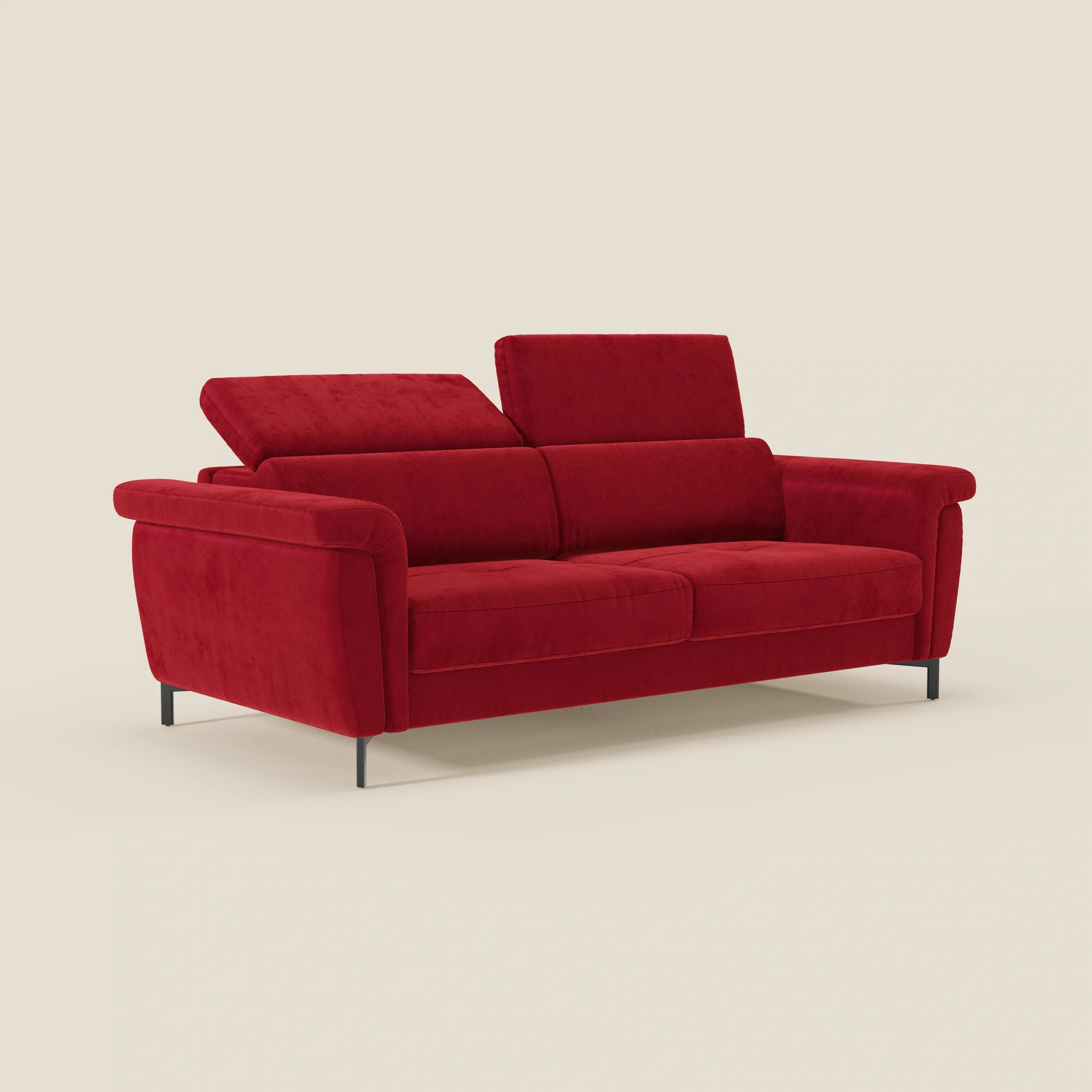 Capri canapé convertible design avec pieds hauts - têtières réglables en tissu raffiné effet velours détachable T30 - Image 174