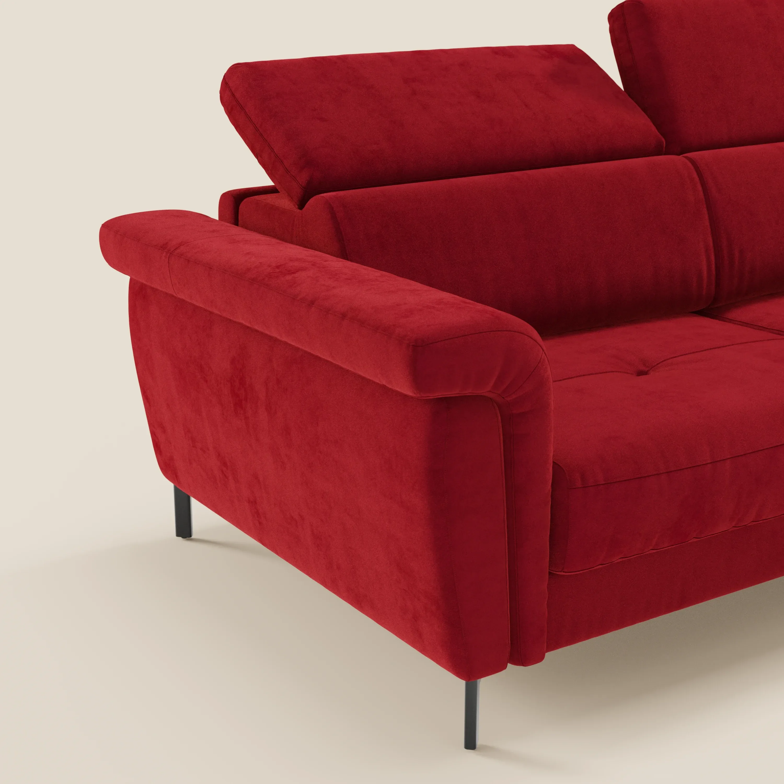 Capri canapé convertible design avec pieds hauts - têtières réglables en tissu raffiné effet velours détachable T30 - Image 177