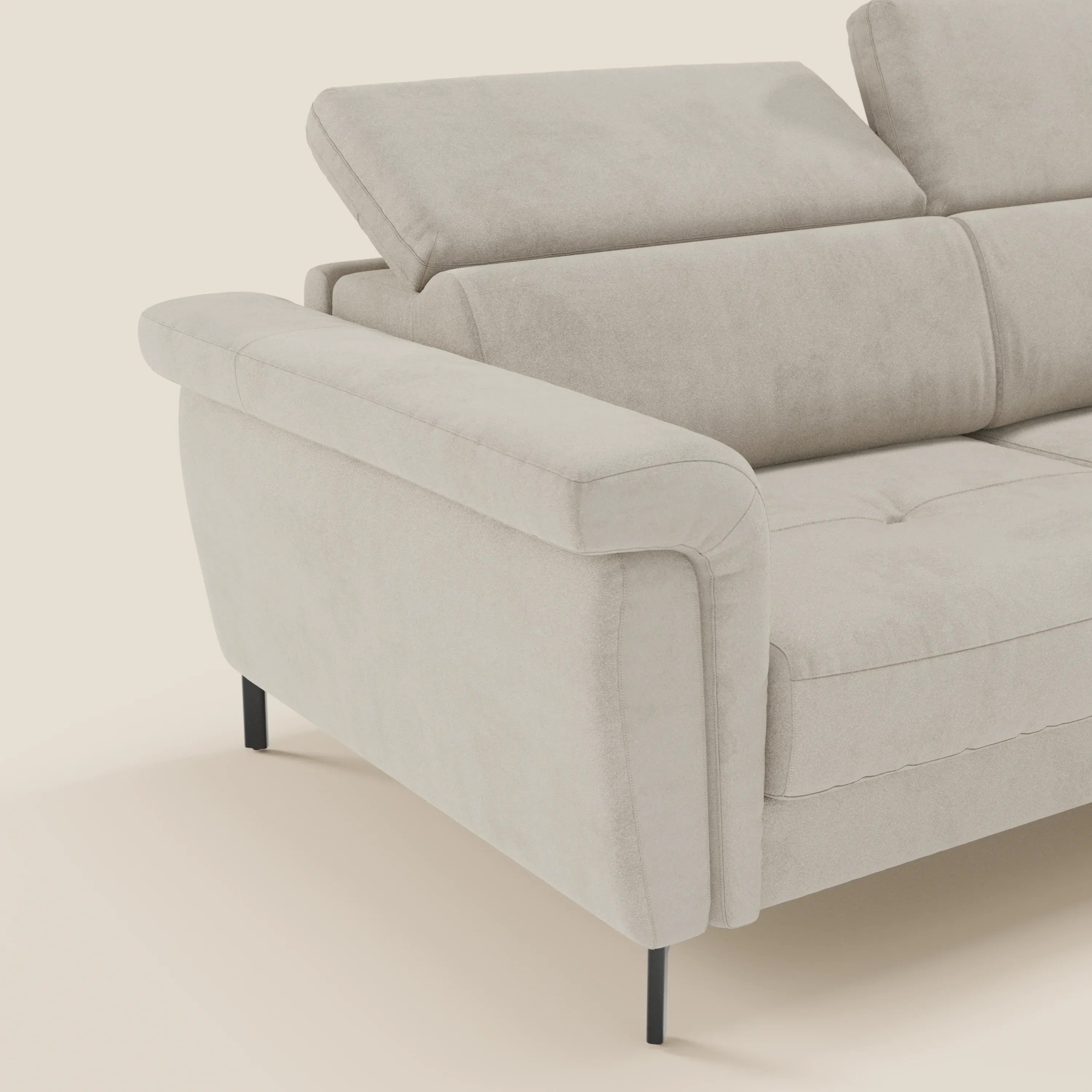 Capri canapé convertible design avec pieds hauts - têtières réglables en tissu raffiné effet velours détachable T30 - Image 18