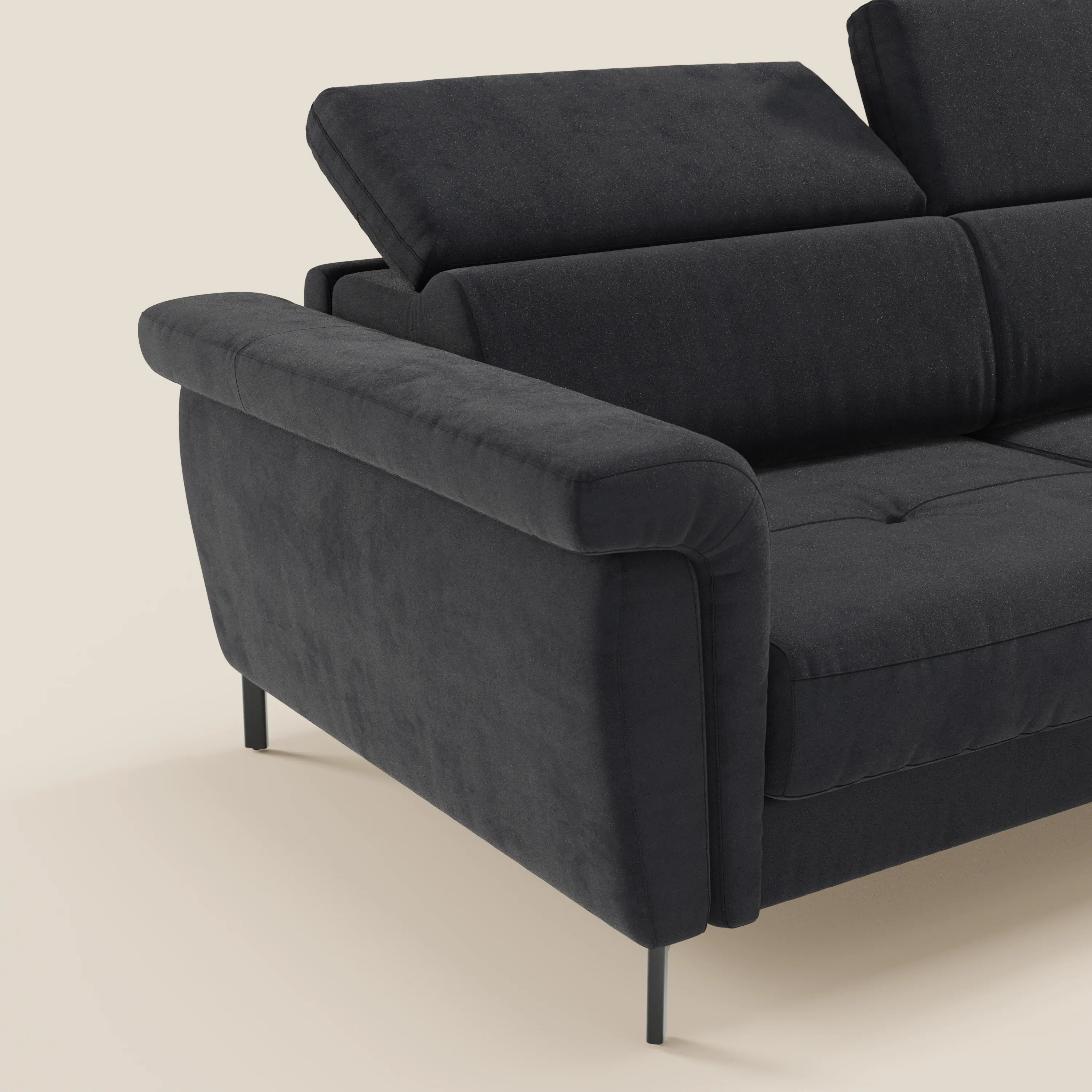 Capri canapé convertible design avec pieds hauts - têtières réglables en tissu raffiné effet velours détachable T30 - Image 190