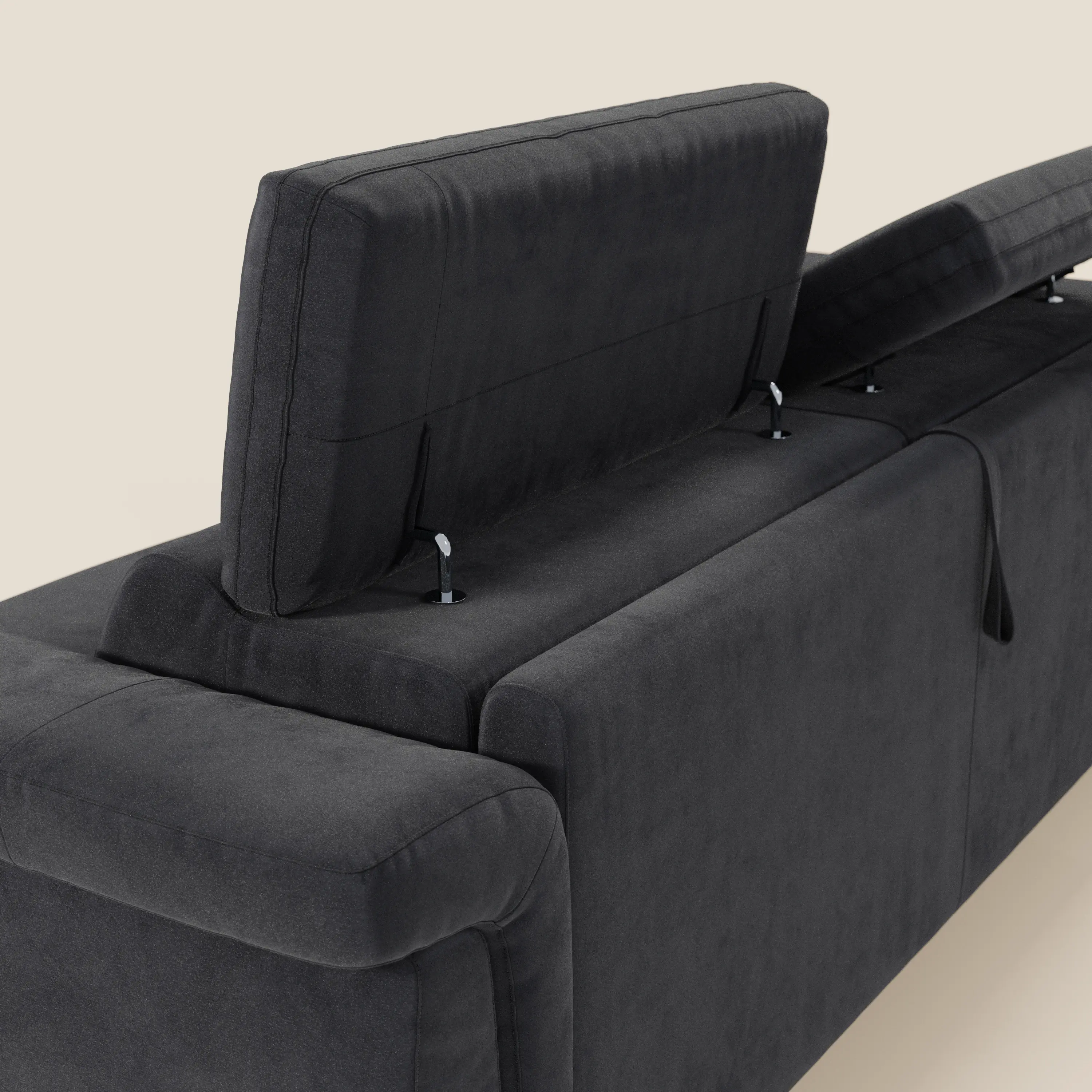 Capri canapé convertible design avec pieds hauts - têtières réglables en tissu raffiné effet velours détachable T30 - Image 194