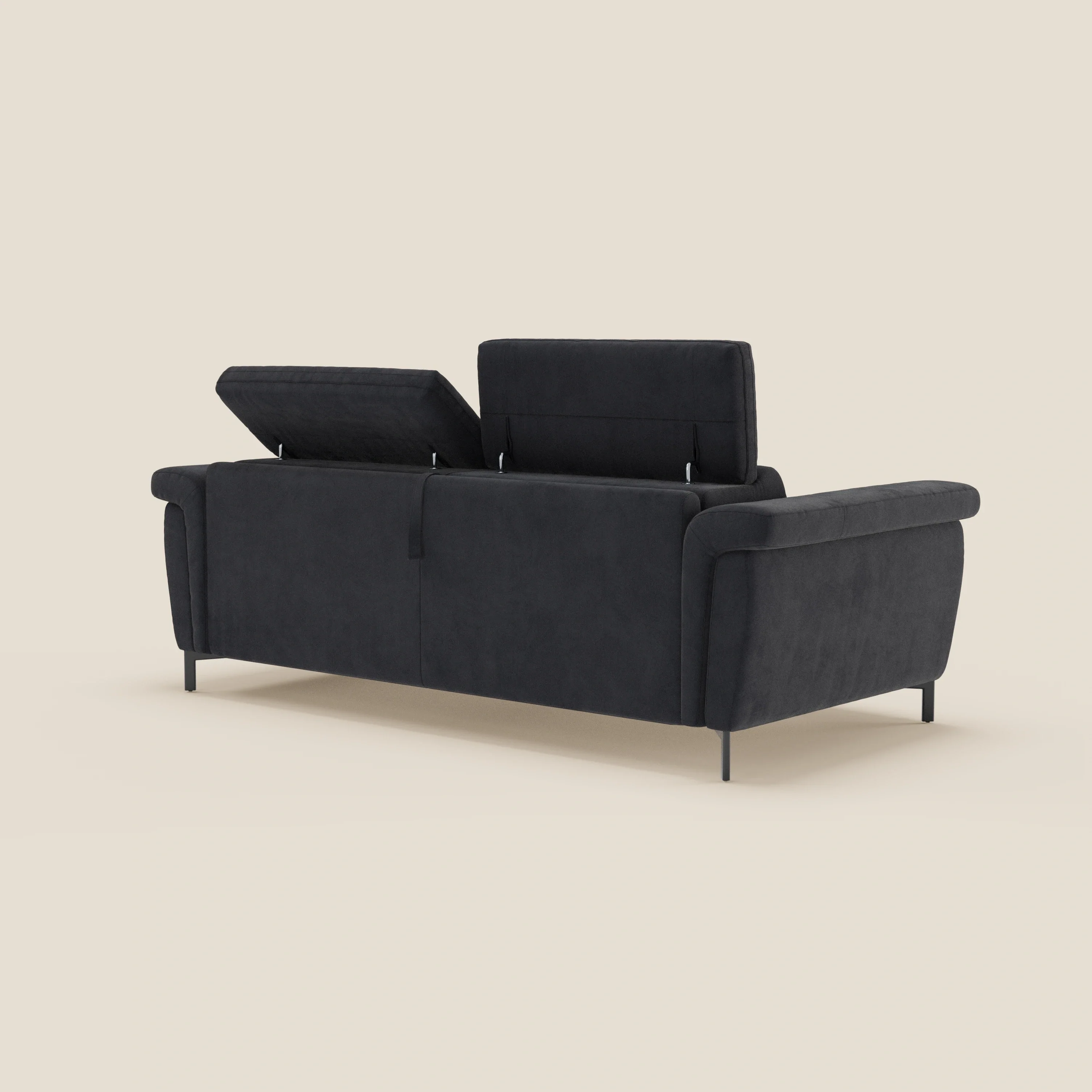 Capri canapé convertible design avec pieds hauts - têtières réglables en tissu raffiné effet velours détachable T30 - Image 196
