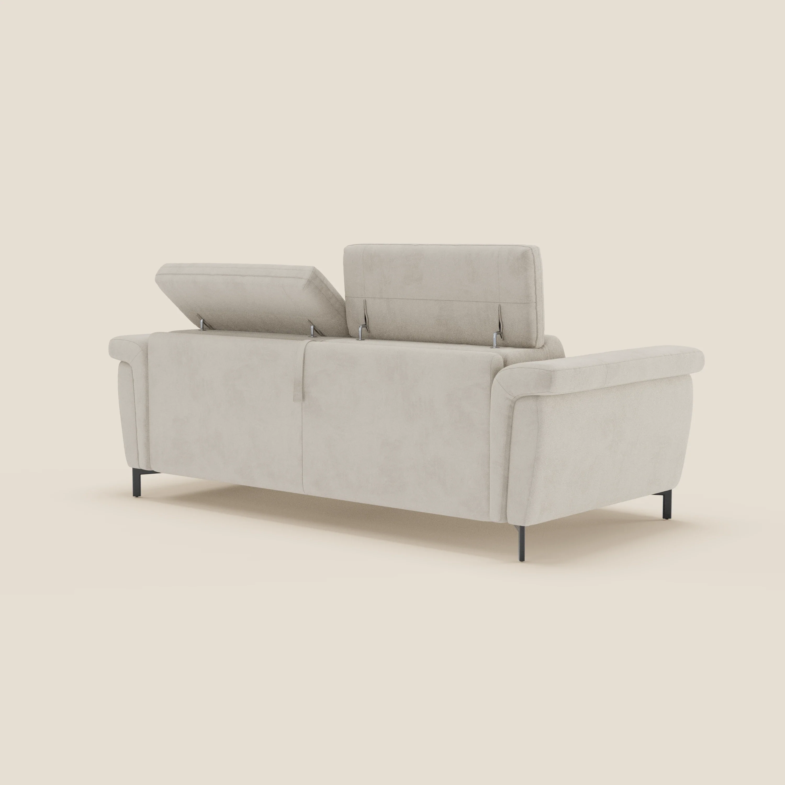 Capri canapé convertible design avec pieds hauts - têtières réglables en tissu raffiné effet velours détachable T30 - Image 24
