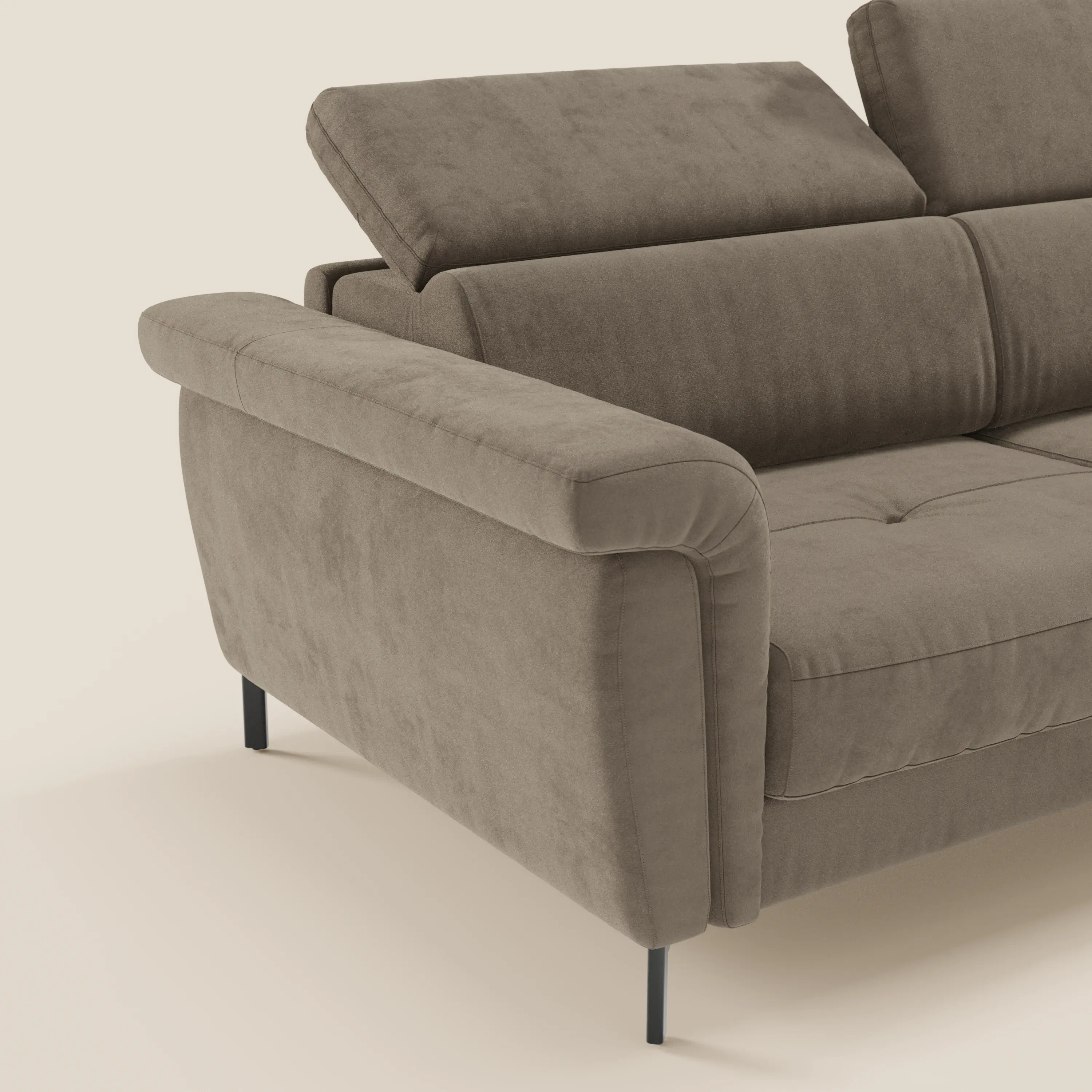 Capri canapé convertible design avec pieds hauts - têtières réglables en tissu raffiné effet velours détachable T30 - Image 30