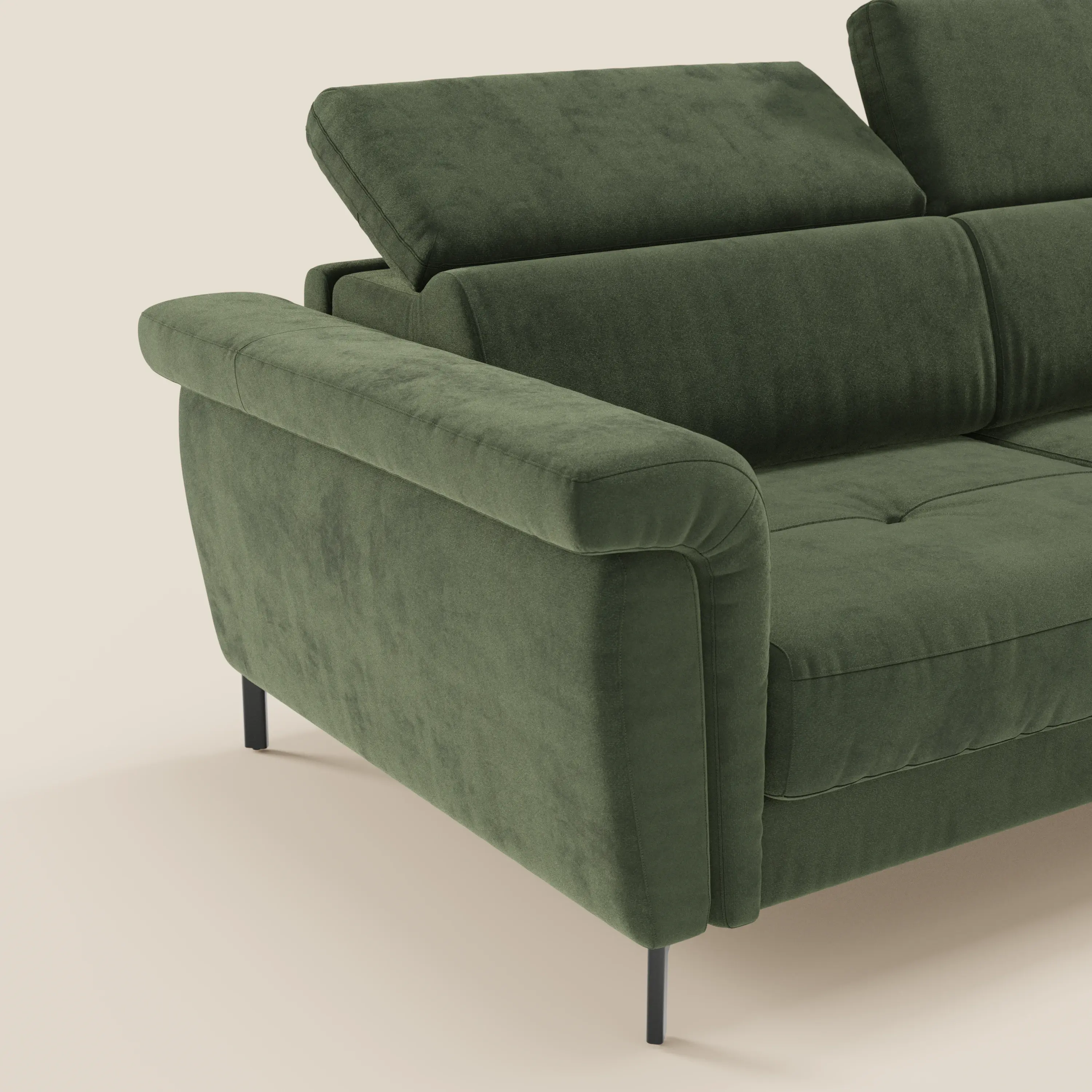 Capri canapé convertible design avec pieds hauts - têtières réglables en tissu raffiné effet velours détachable T30 - Image 4