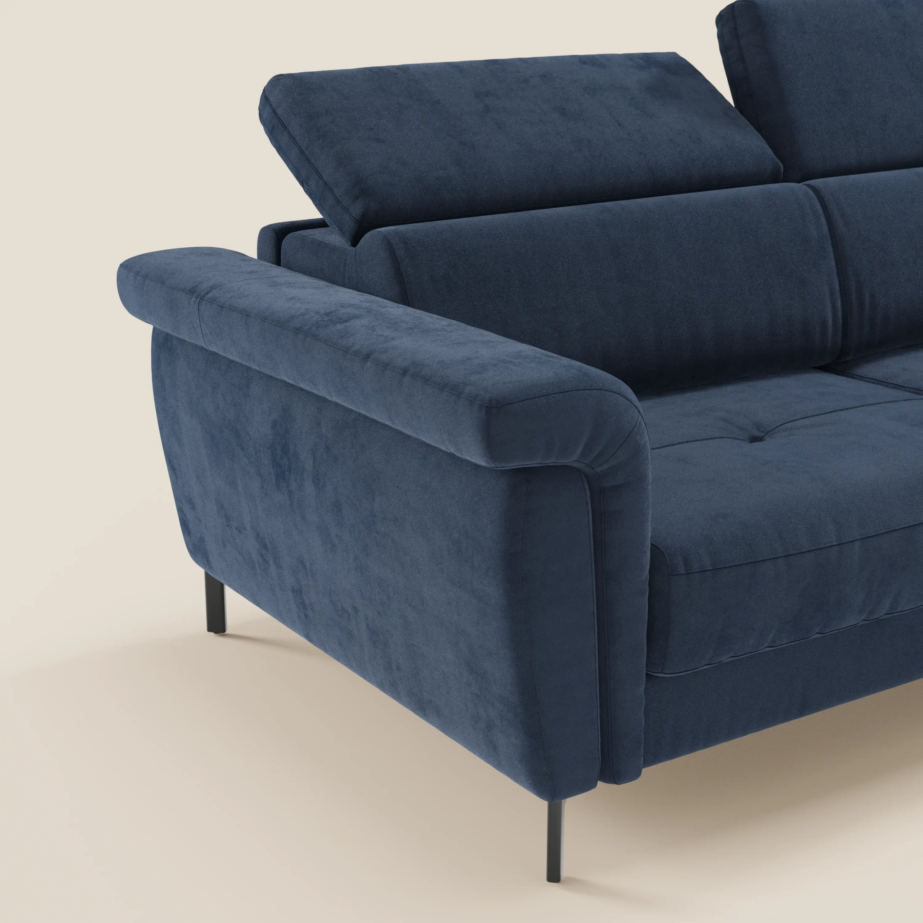 Capri canapé convertible design avec pieds hauts - têtières réglables en tissu raffiné effet velours détachable T30 - Image 42