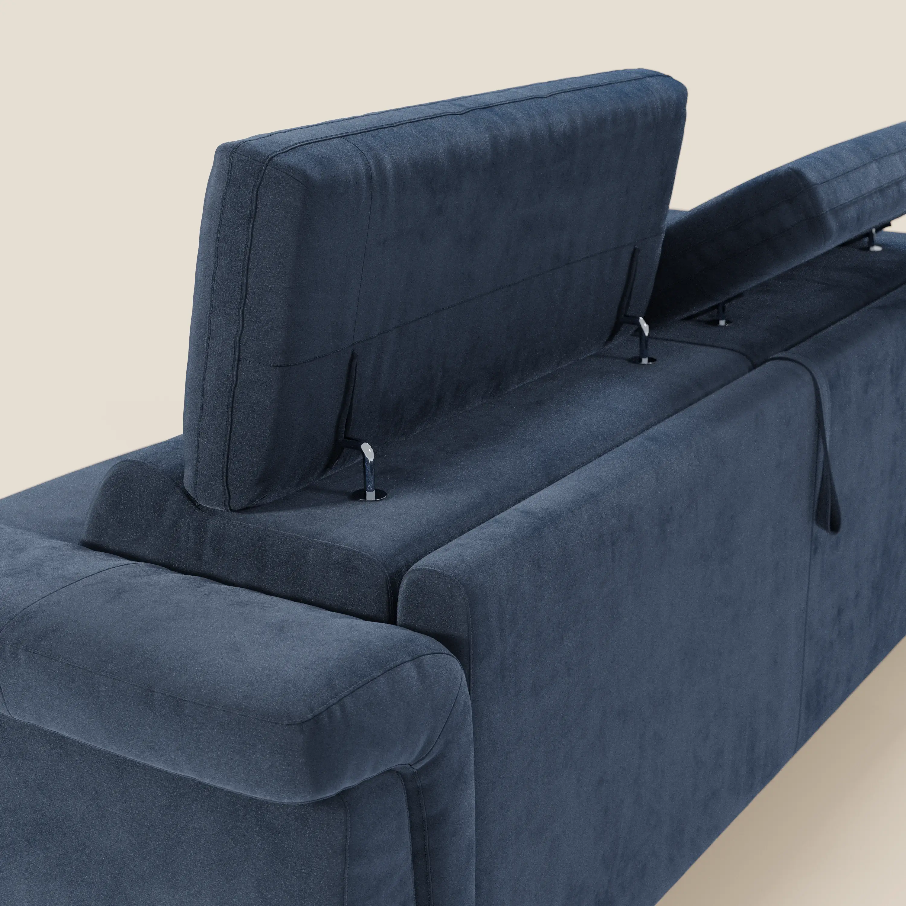 Capri canapé convertible design avec pieds hauts - têtières réglables en tissu raffiné effet velours détachable T30 - Image 46