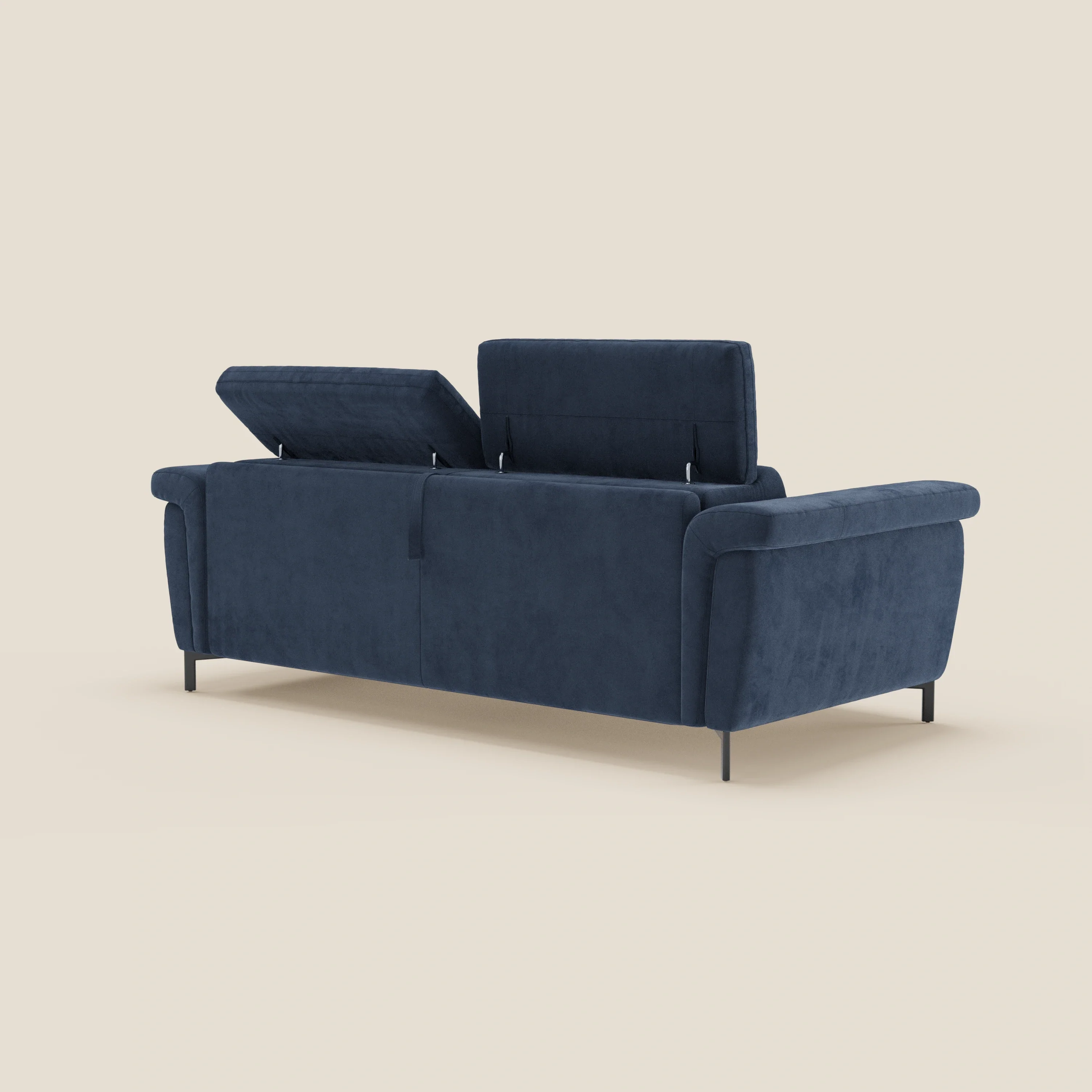 Capri canapé convertible design avec pieds hauts - têtières réglables en tissu raffiné effet velours détachable T30 - Image 48