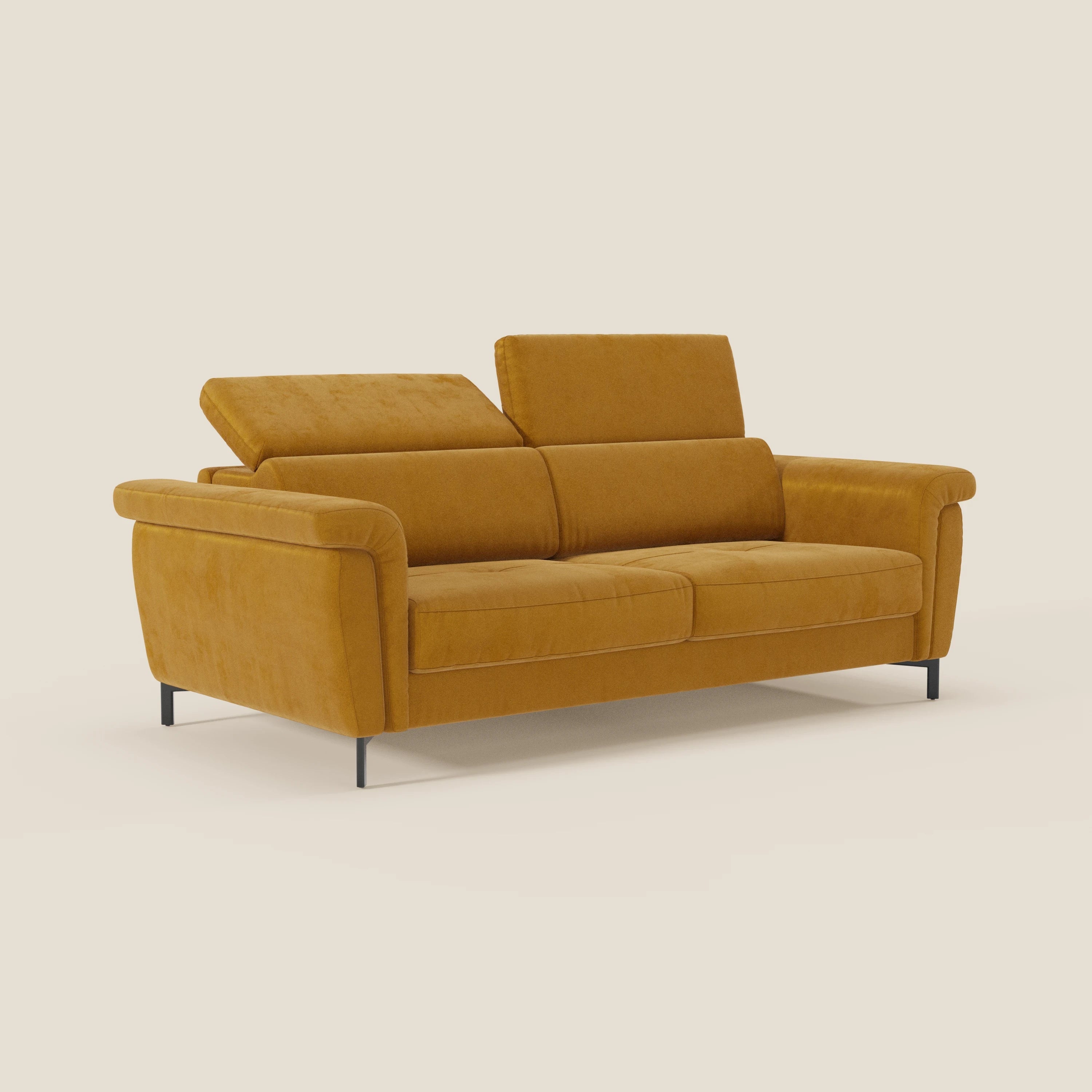 Capri canapé convertible design avec pieds hauts - têtières réglables en tissu raffiné effet velours détachable T30 - Image 52