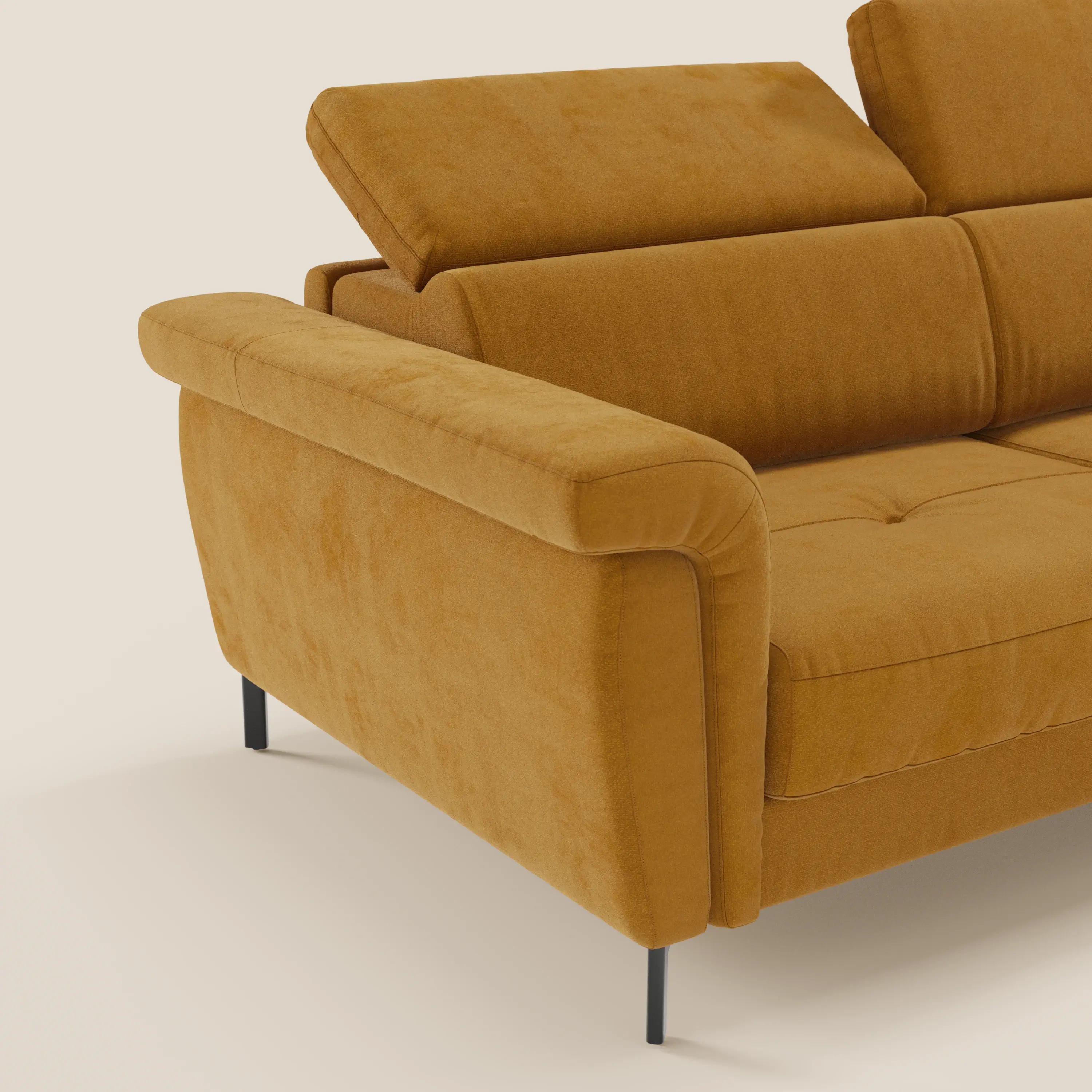 Capri canapé convertible design avec pieds hauts - têtières réglables en tissu raffiné effet velours détachable T30 - Image 55