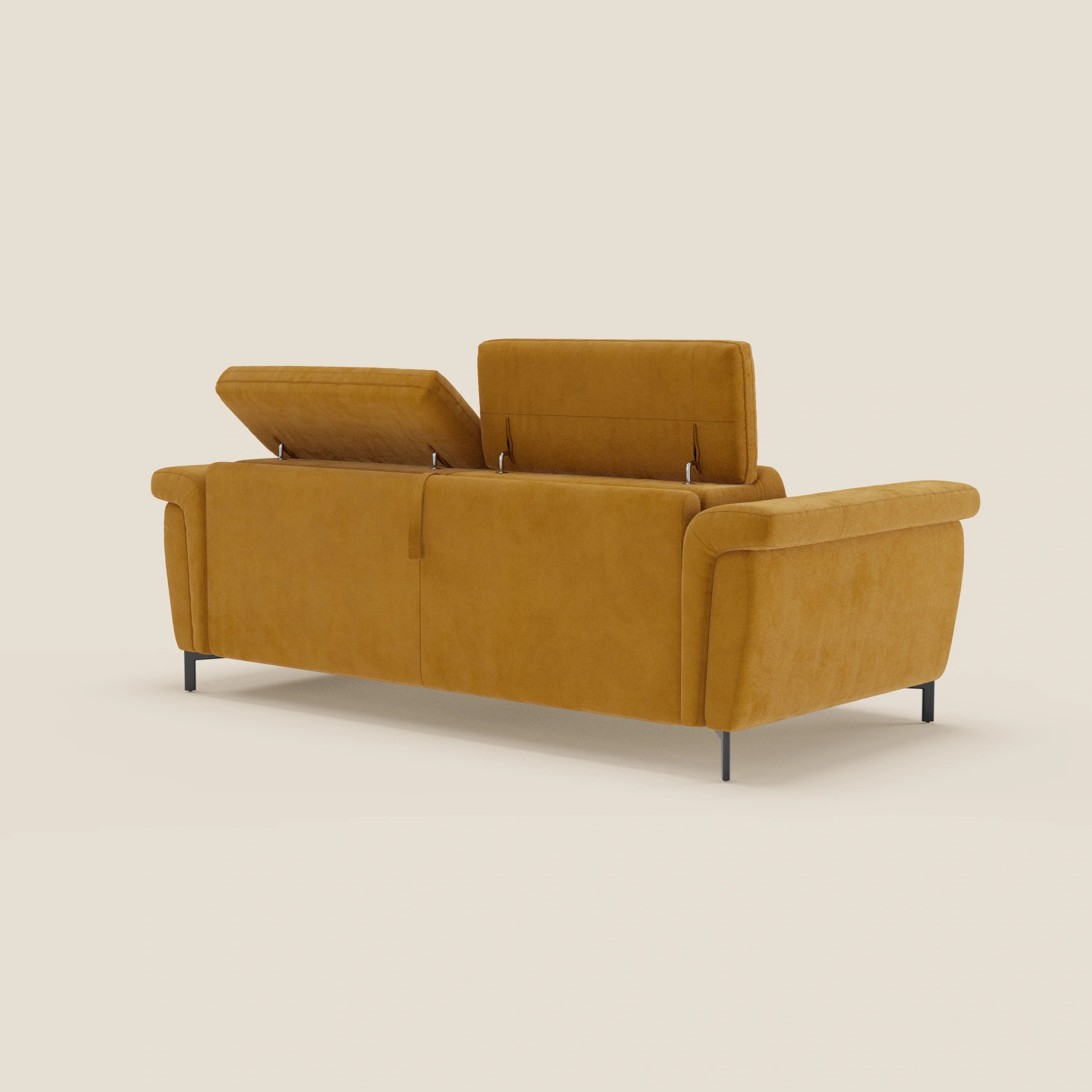 Capri canapé convertible design avec pieds hauts - têtières réglables en tissu raffiné effet velours détachable T30 - Image 61