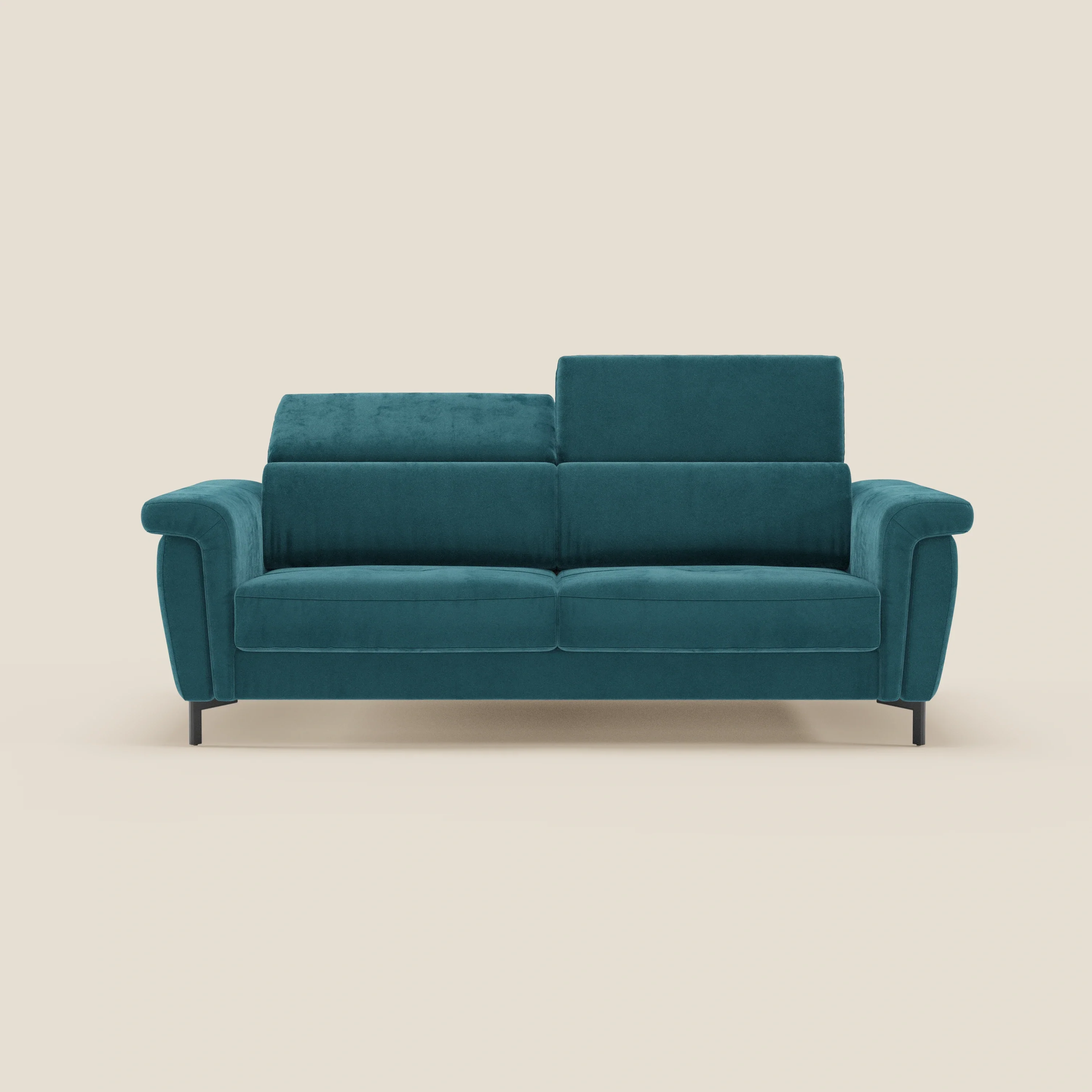 Capri canapé convertible design avec pieds hauts - têtières réglables en tissu raffiné effet velours détachable T30 - Image 67