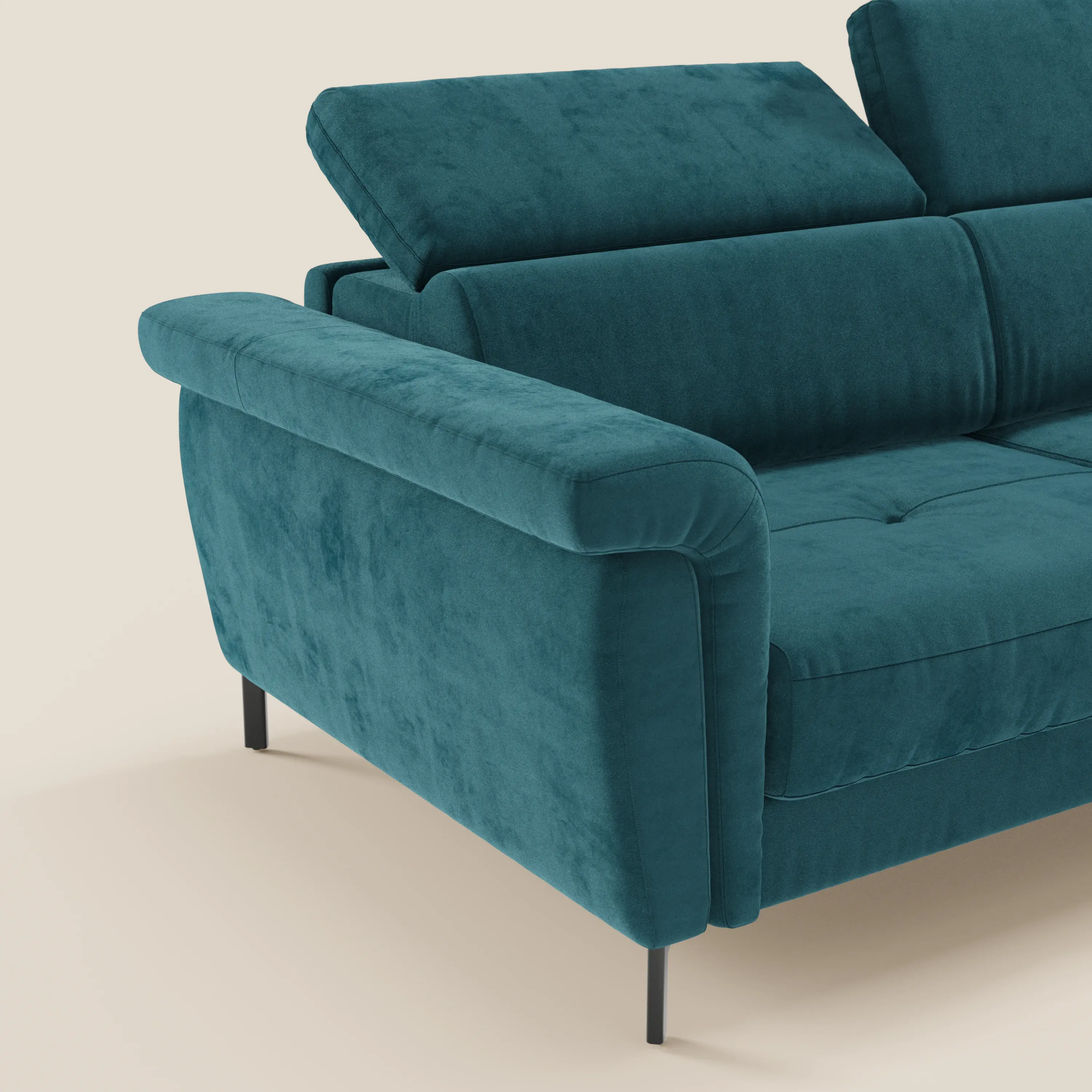 Capri canapé convertible design avec pieds hauts - têtières réglables en tissu raffiné effet velours détachable T30 - Image 68