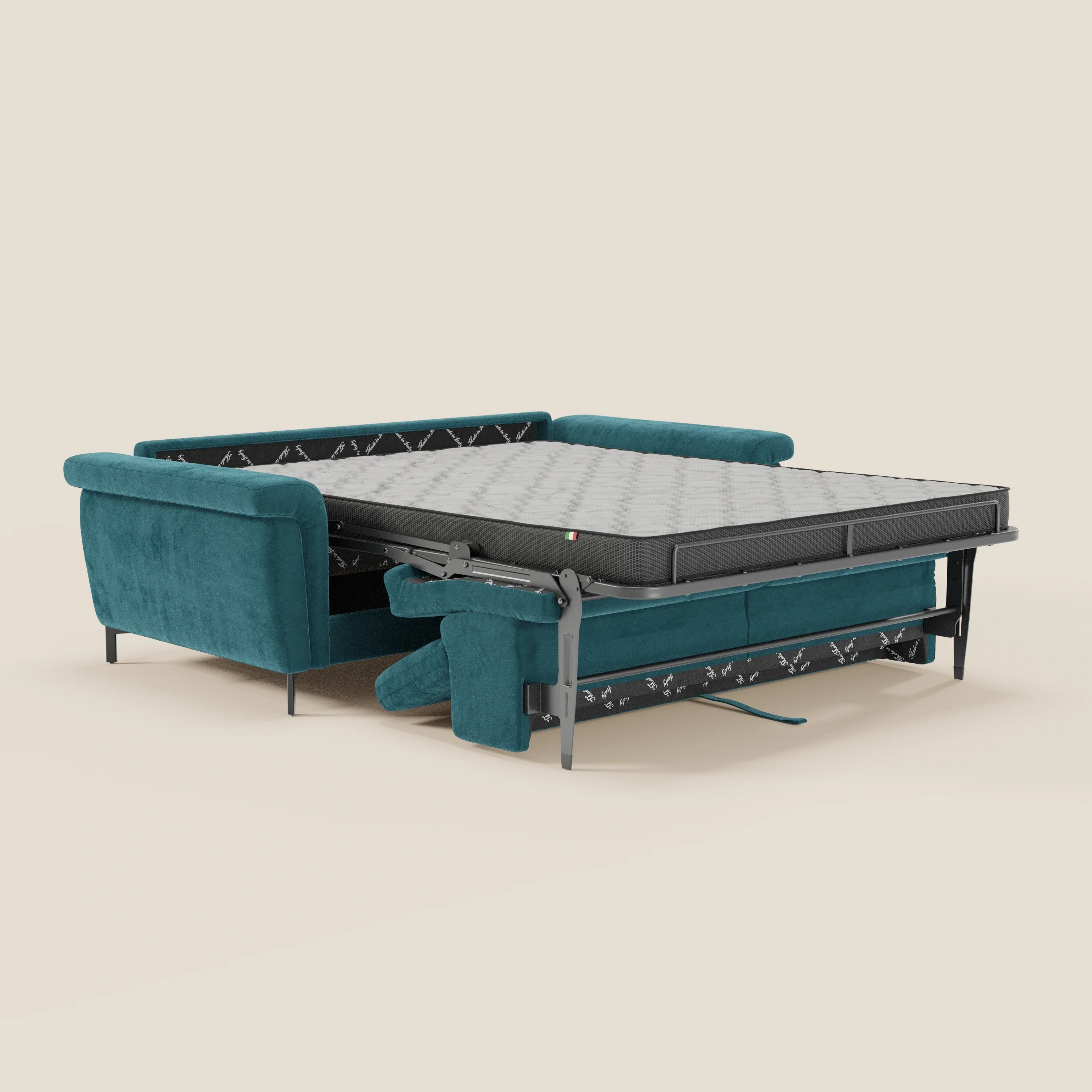 Capri canapé convertible design avec pieds hauts - têtières réglables en tissu raffiné effet velours détachable T30 - Image 70
