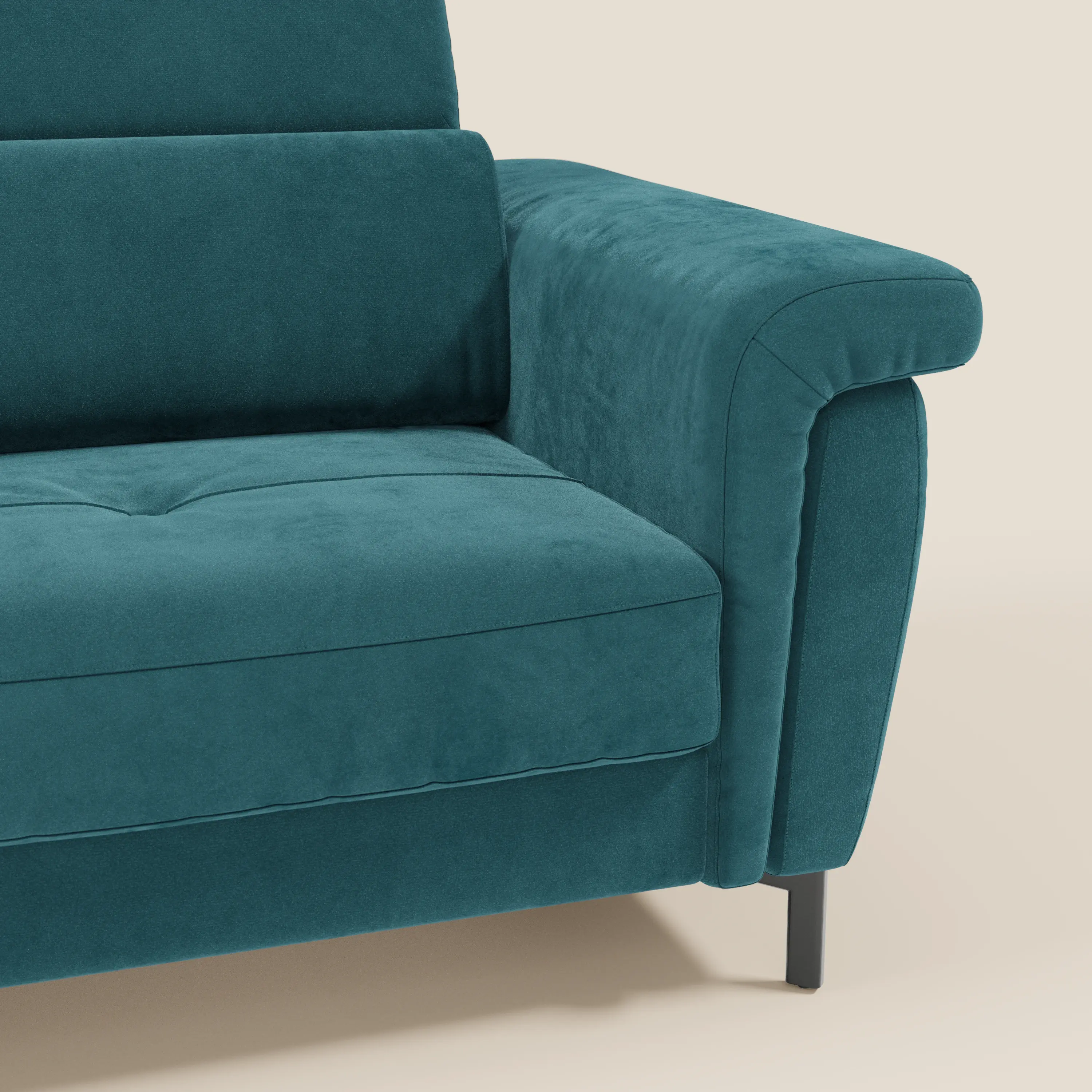 Capri canapé convertible design avec pieds hauts - têtières réglables en tissu raffiné effet velours détachable T30 - Image 71