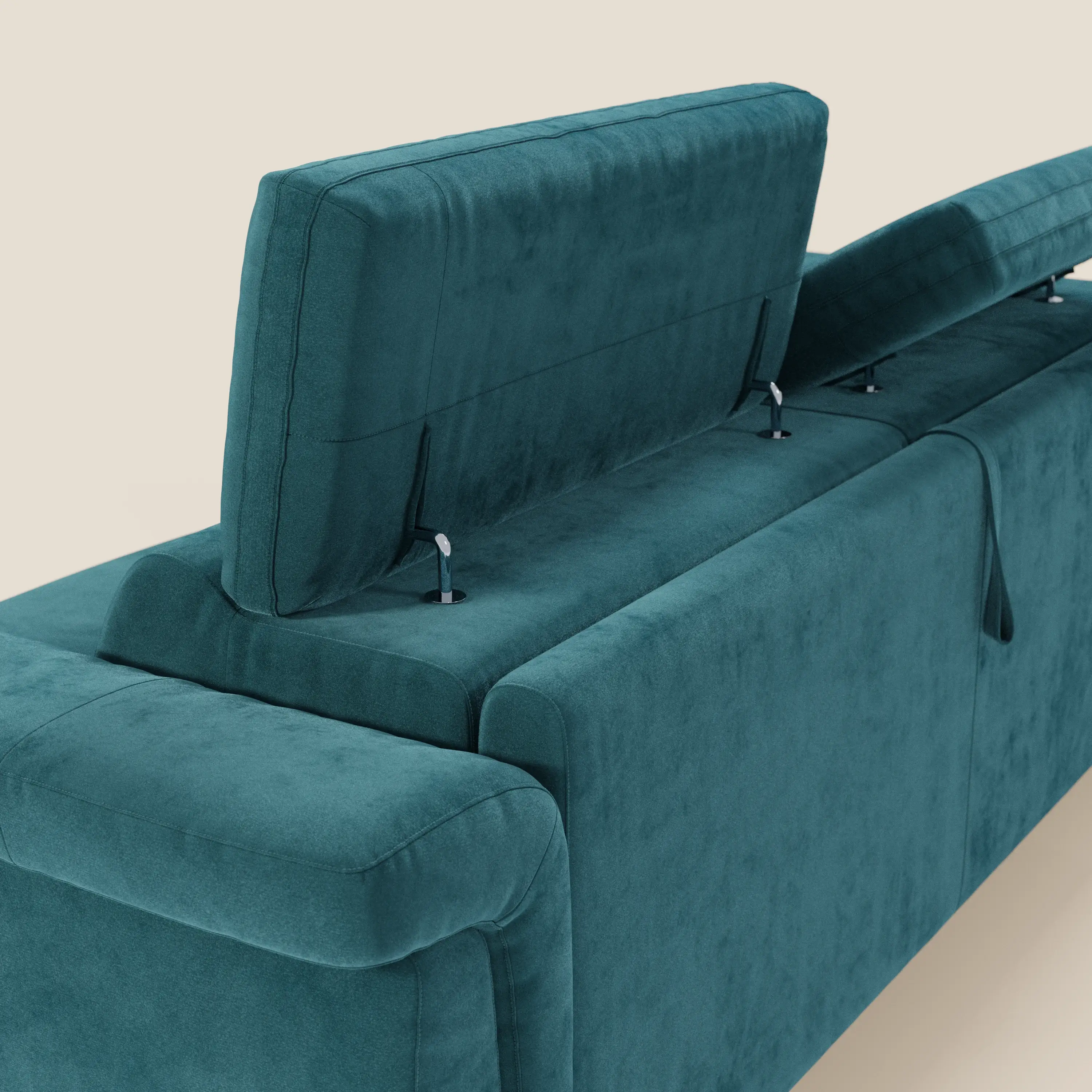 Capri canapé convertible design avec pieds hauts - têtières réglables en tissu raffiné effet velours détachable T30 - Image 72