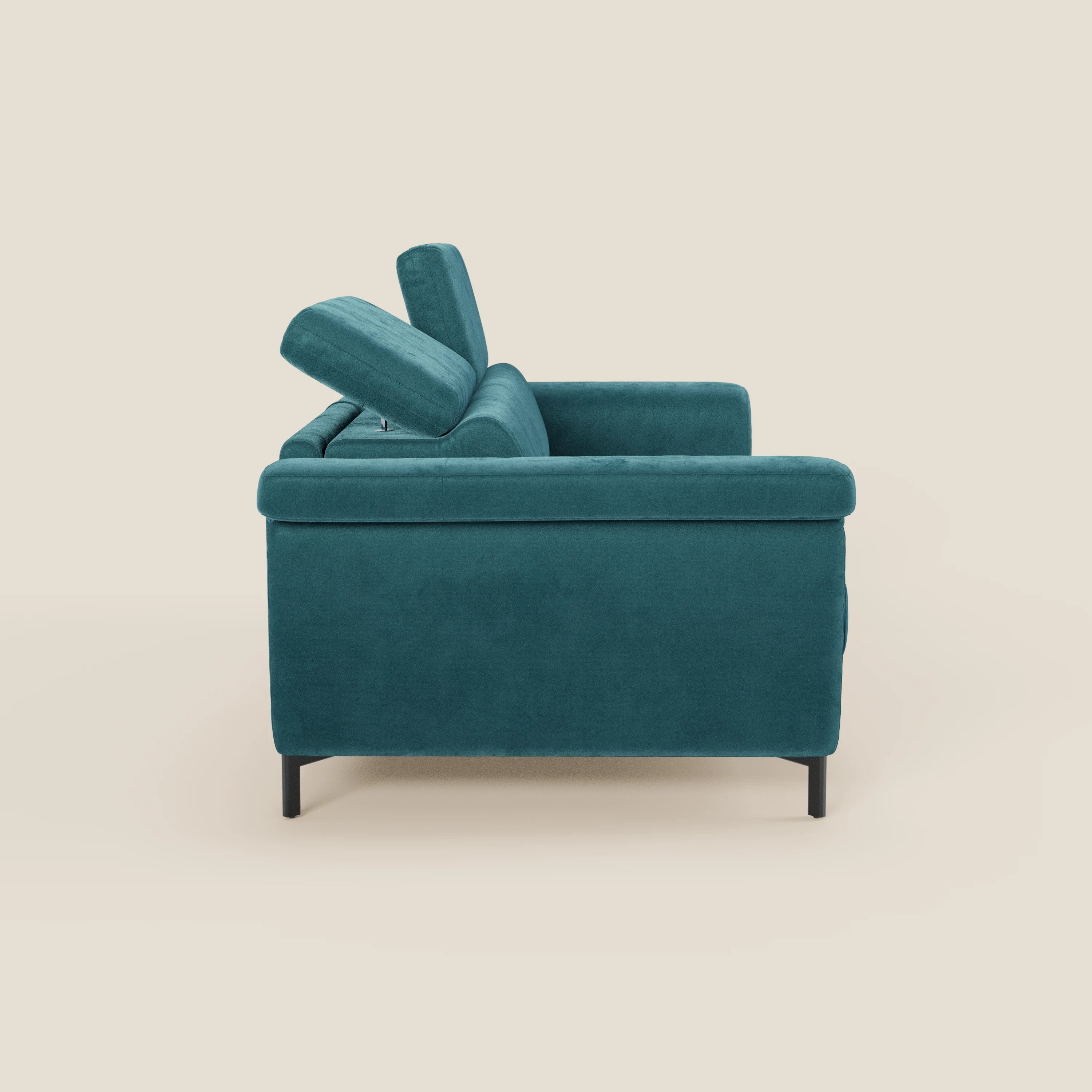 Capri canapé convertible design avec pieds hauts - têtières réglables en tissu raffiné effet velours détachable T30 - Image 73