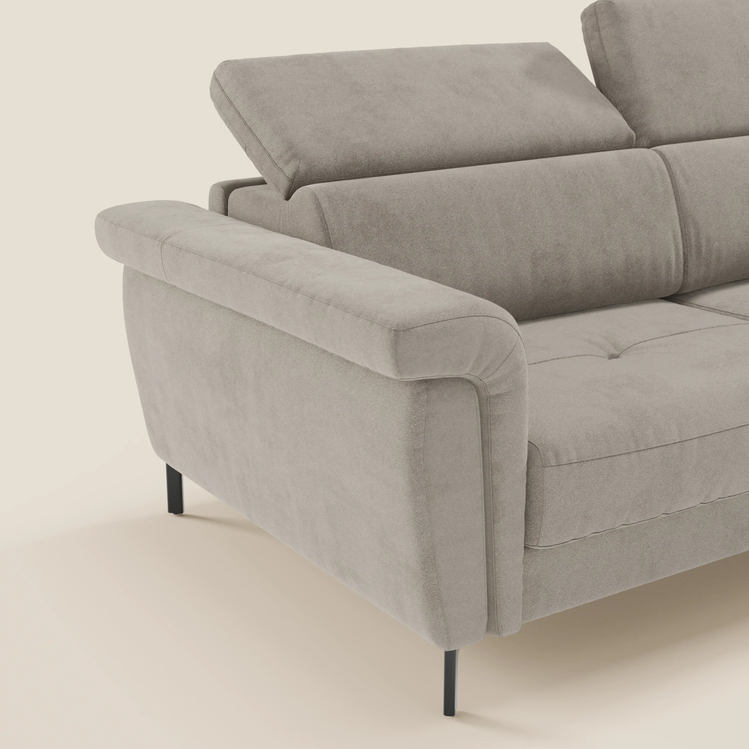 Capri canapé convertible design avec pieds hauts - têtières réglables en tissu raffiné effet velours détachable T30 - Image 80