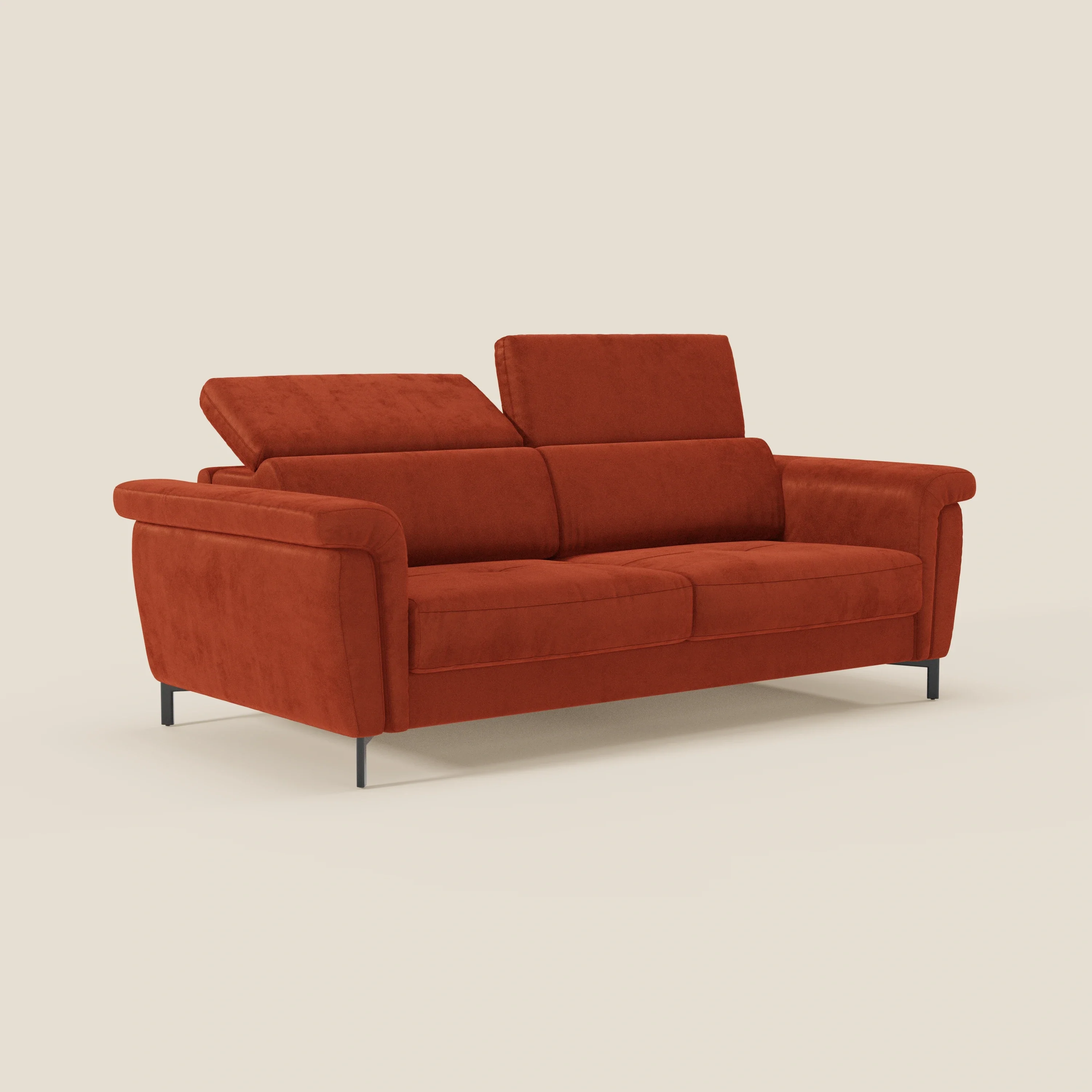Capri canapé convertible design avec pieds hauts - têtières réglables en tissu raffiné effet velours détachable T30 - Image 89