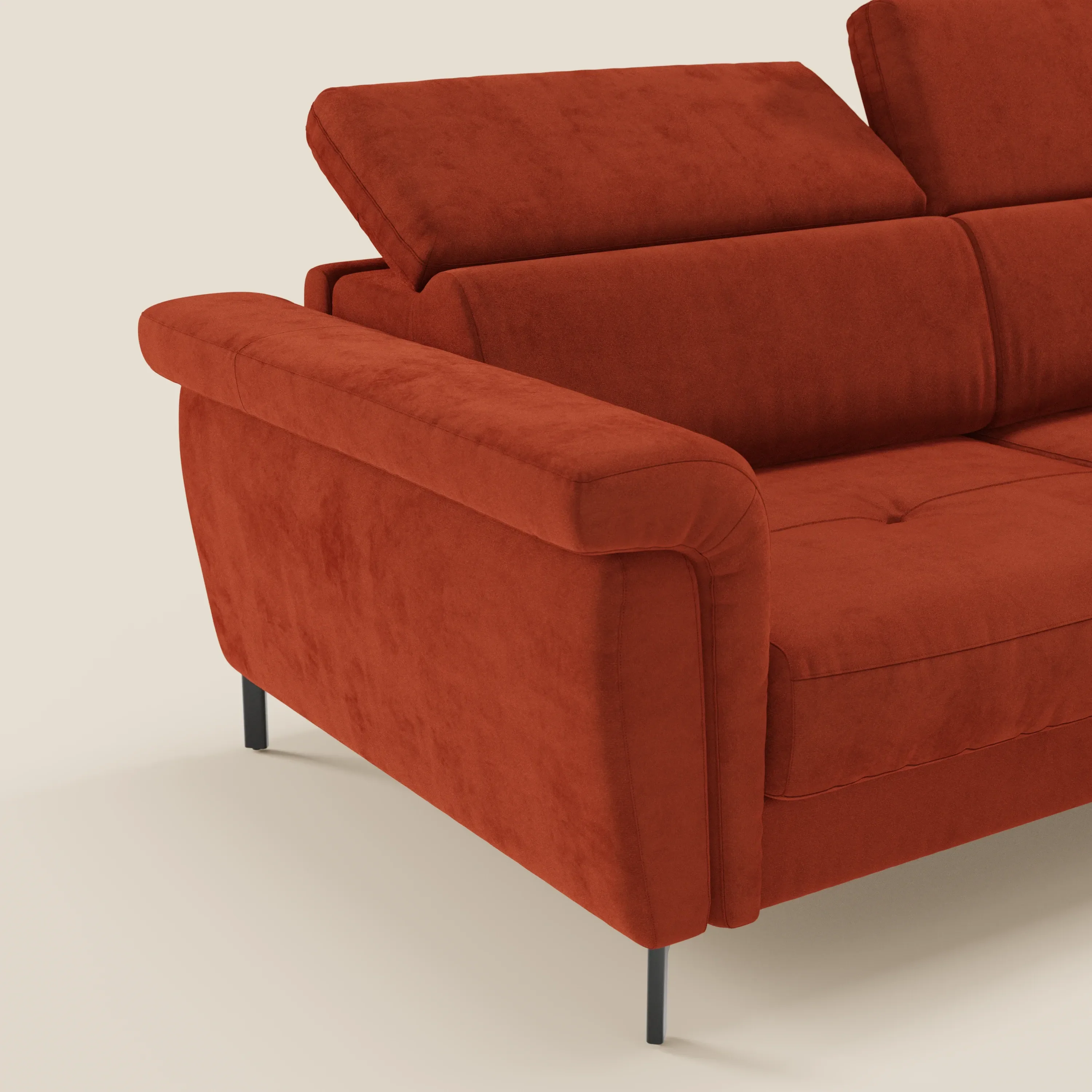Capri canapé convertible design avec pieds hauts - têtières réglables en tissu raffiné effet velours détachable T30 - Image 92