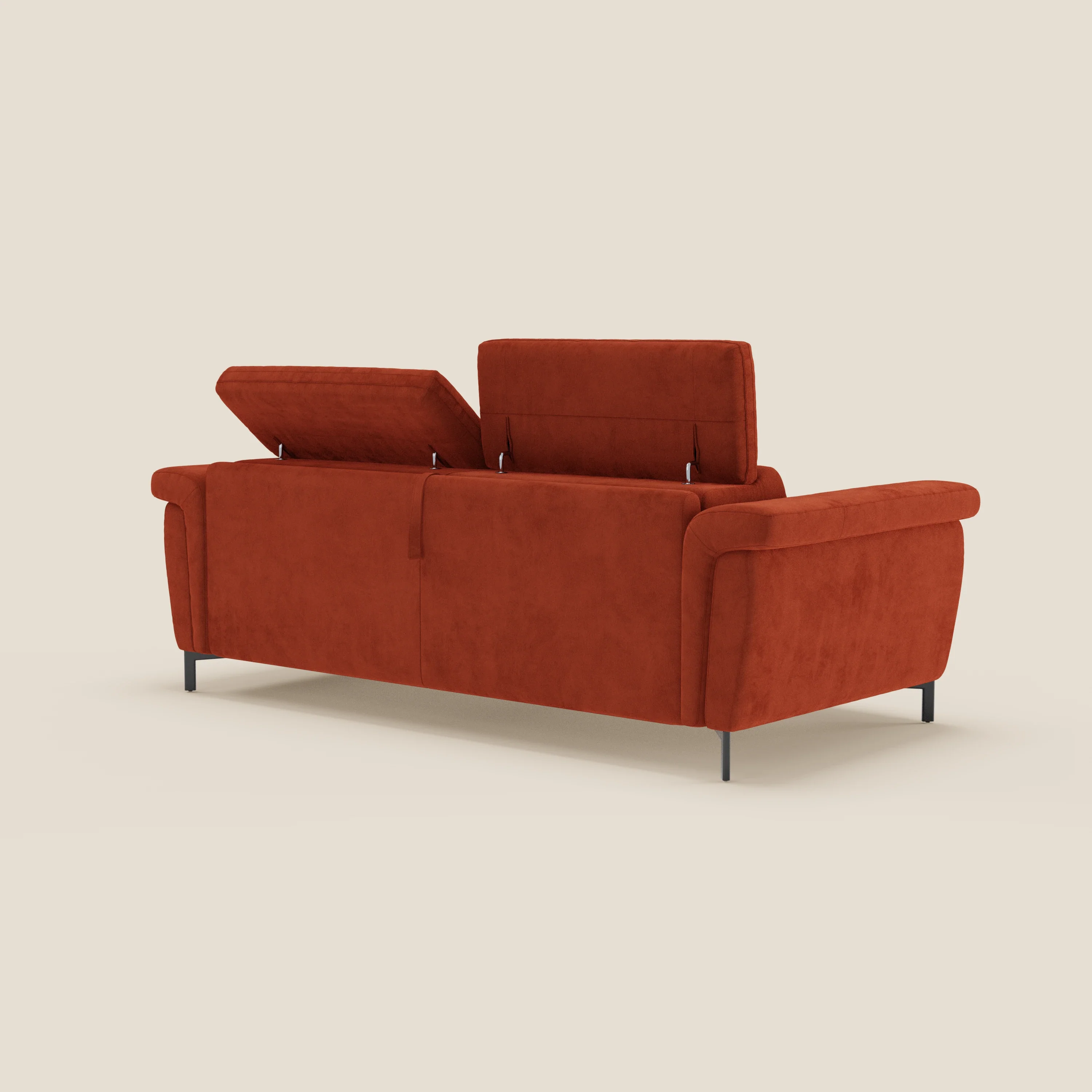 Capri canapé convertible design avec pieds hauts - têtières réglables en tissu raffiné effet velours détachable T30 - Image 98