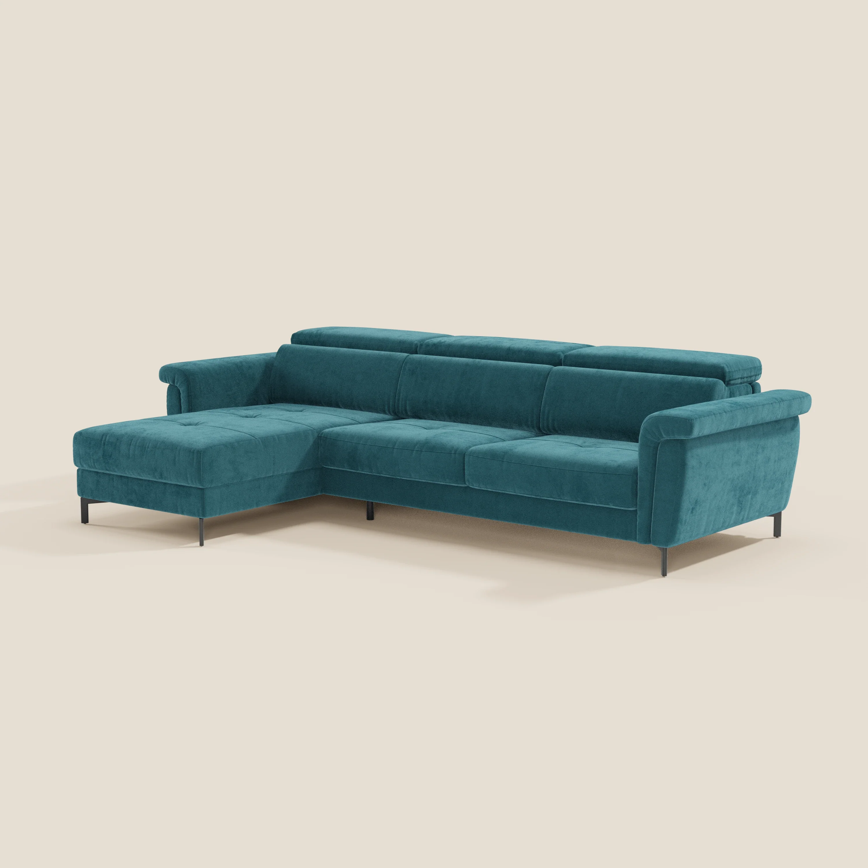 Capri canapé convertible avec méridienne coffre et têtières réglables - Tissu Effet Velours Détachable T30 - Image 10