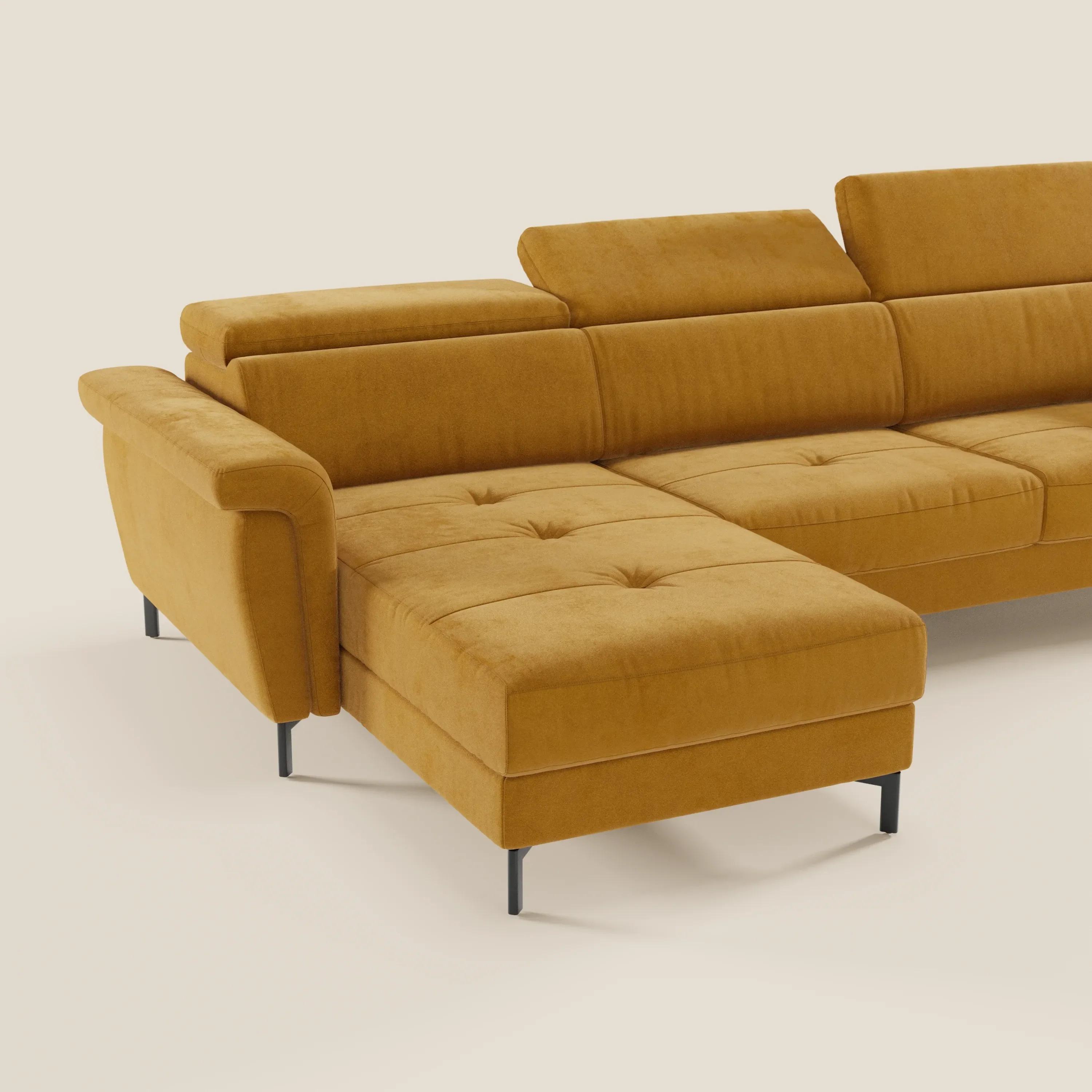 Capri canapé convertible avec méridienne coffre et têtières réglables - Tissu Effet Velours Détachable T30 - Image 108