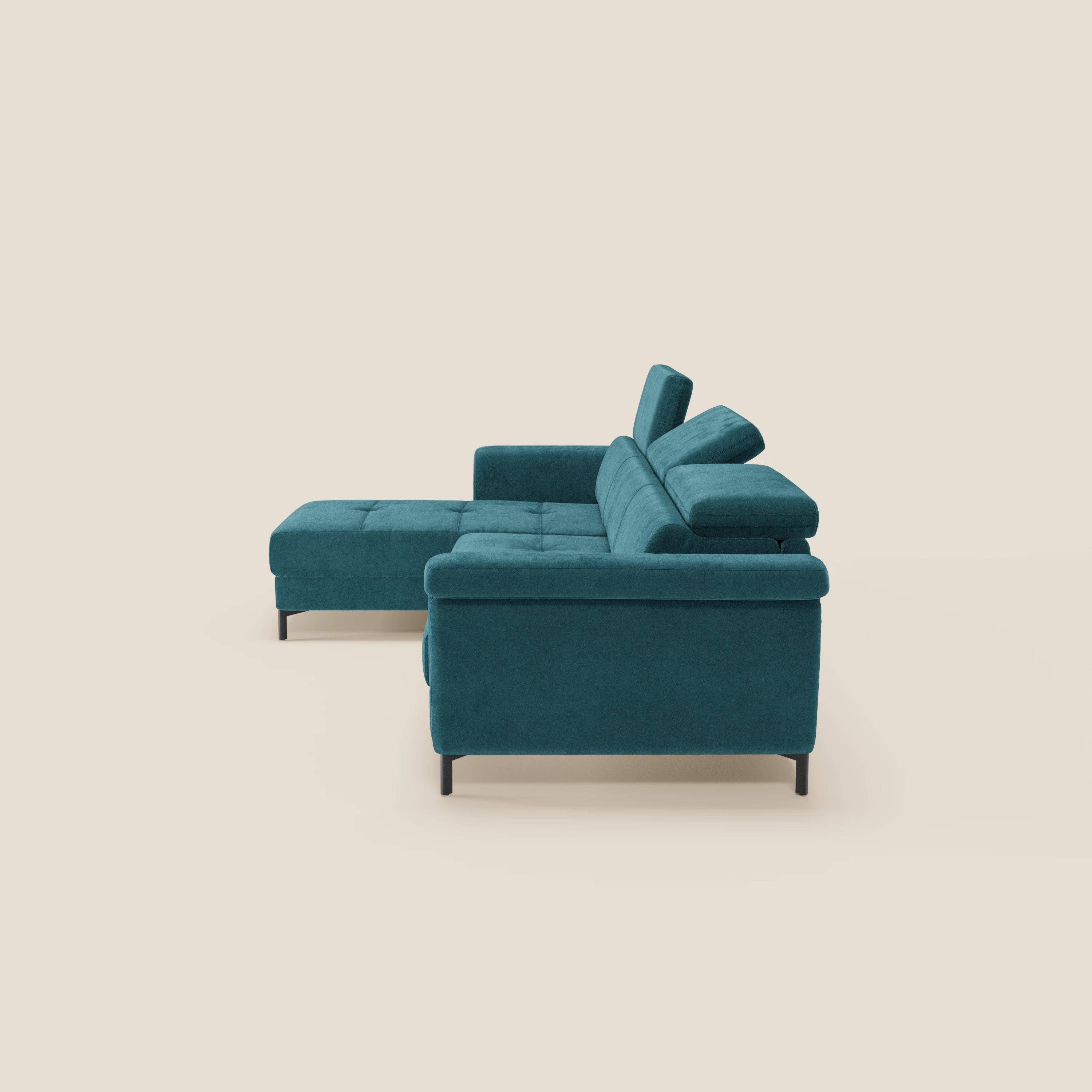 Capri canapé convertible avec méridienne coffre et têtières réglables - Tissu Effet Velours Détachable T30 - Image 11