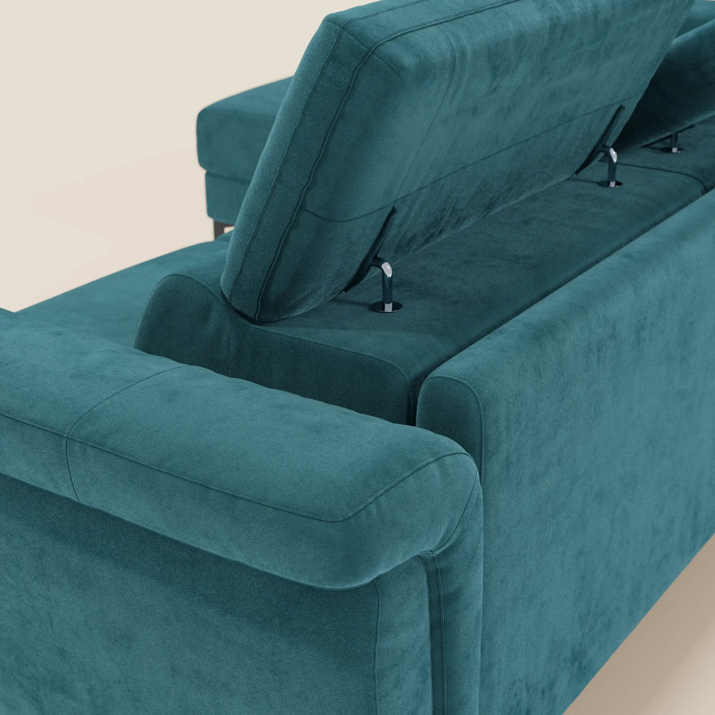 Capri canapé convertible avec méridienne coffre et têtières réglables - Tissu Effet Velours Détachable T30 - Image 12